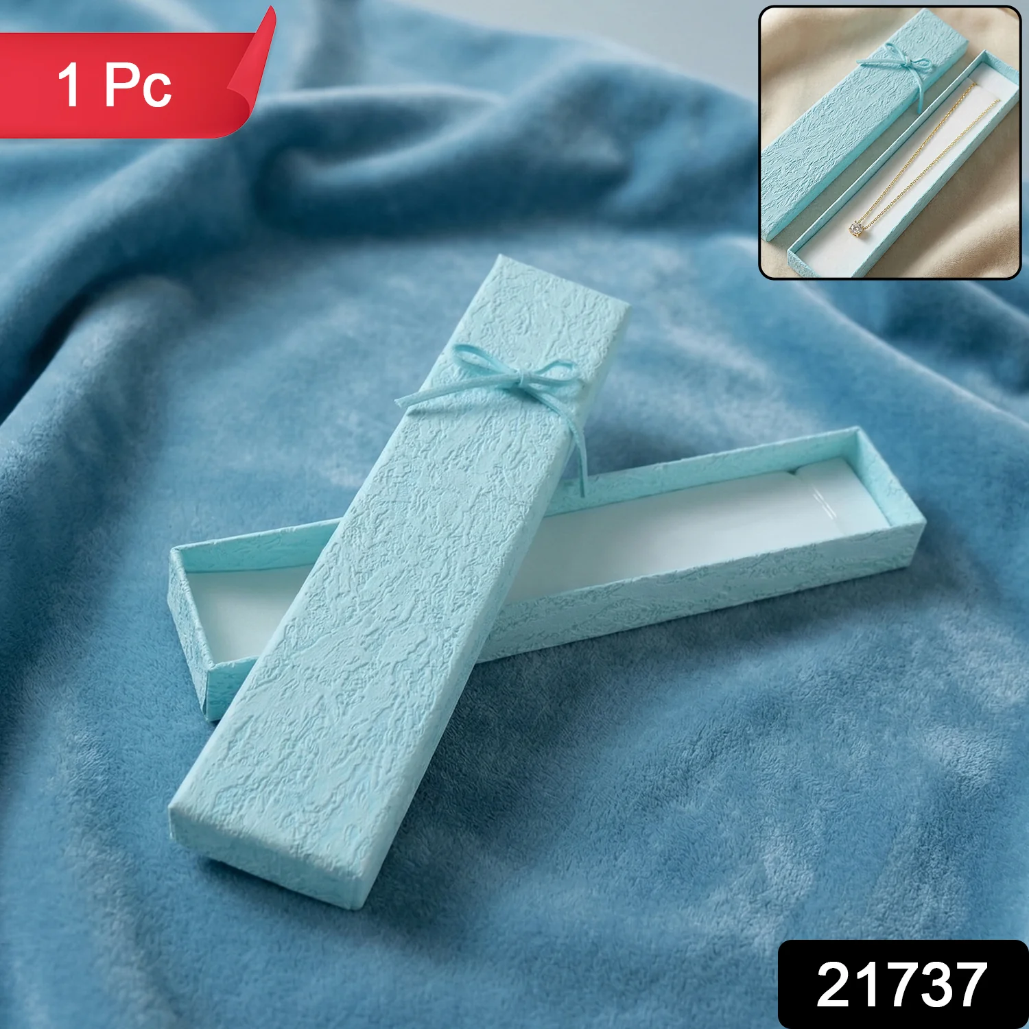 Premium Long Rectangular Jewelry Gift Box with Elegant Ribbon (1 Pc) - Image 2