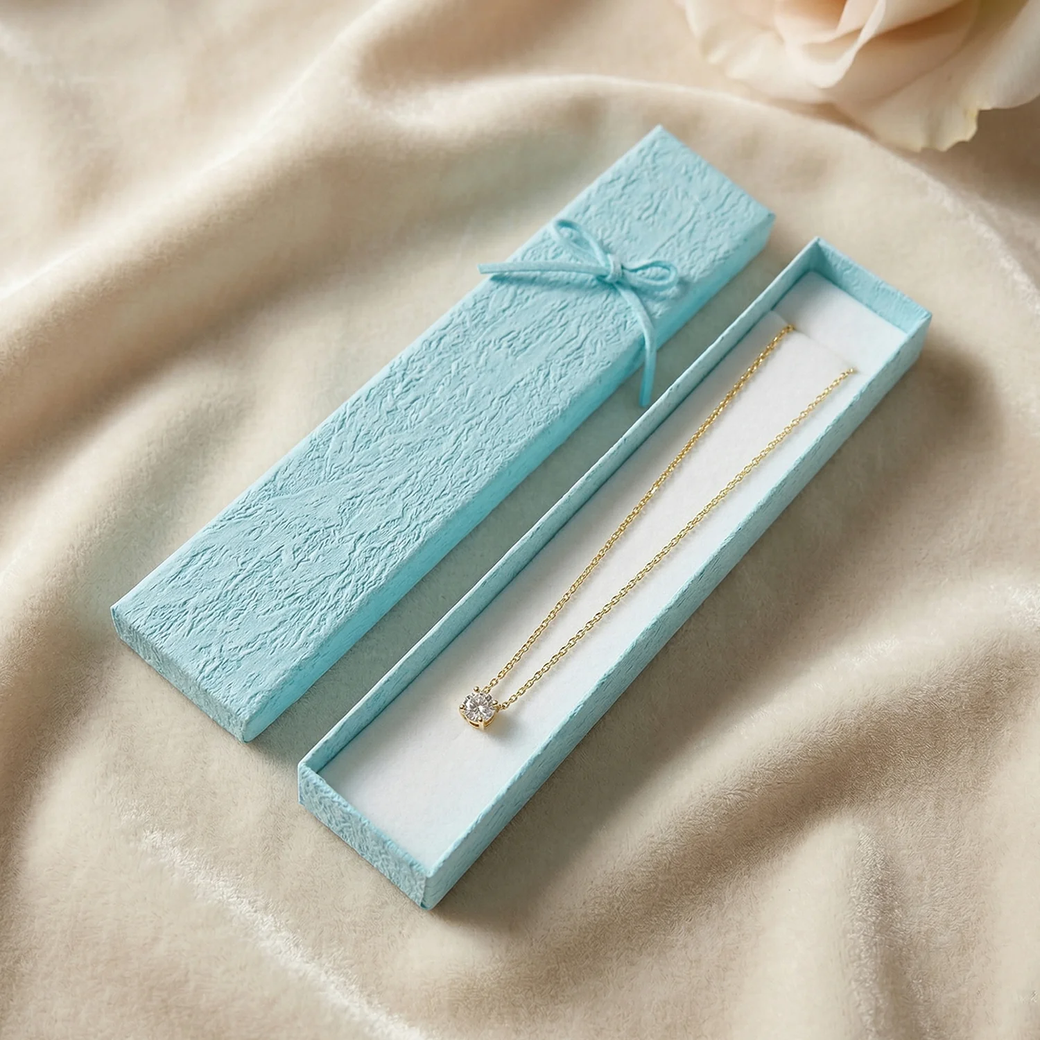Premium Long Rectangular Jewelry Gift Box with Elegant Ribbon (1 Pc) - Image 5