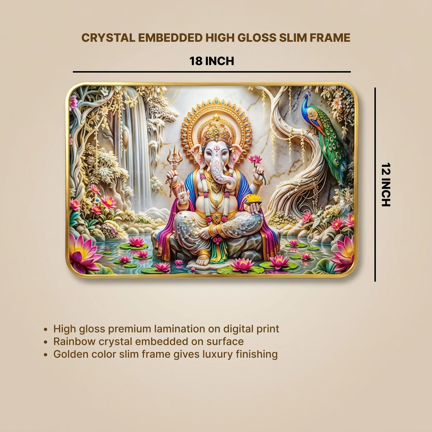 Premium Lord Ganesha Wall Art Frame | Luxury Golden Frame Home Decor - Image 6