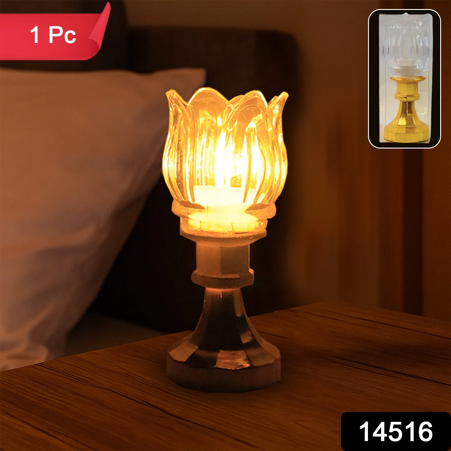 Premium Lotus Shaped LED Decorative Lamp with Stand - Image 2