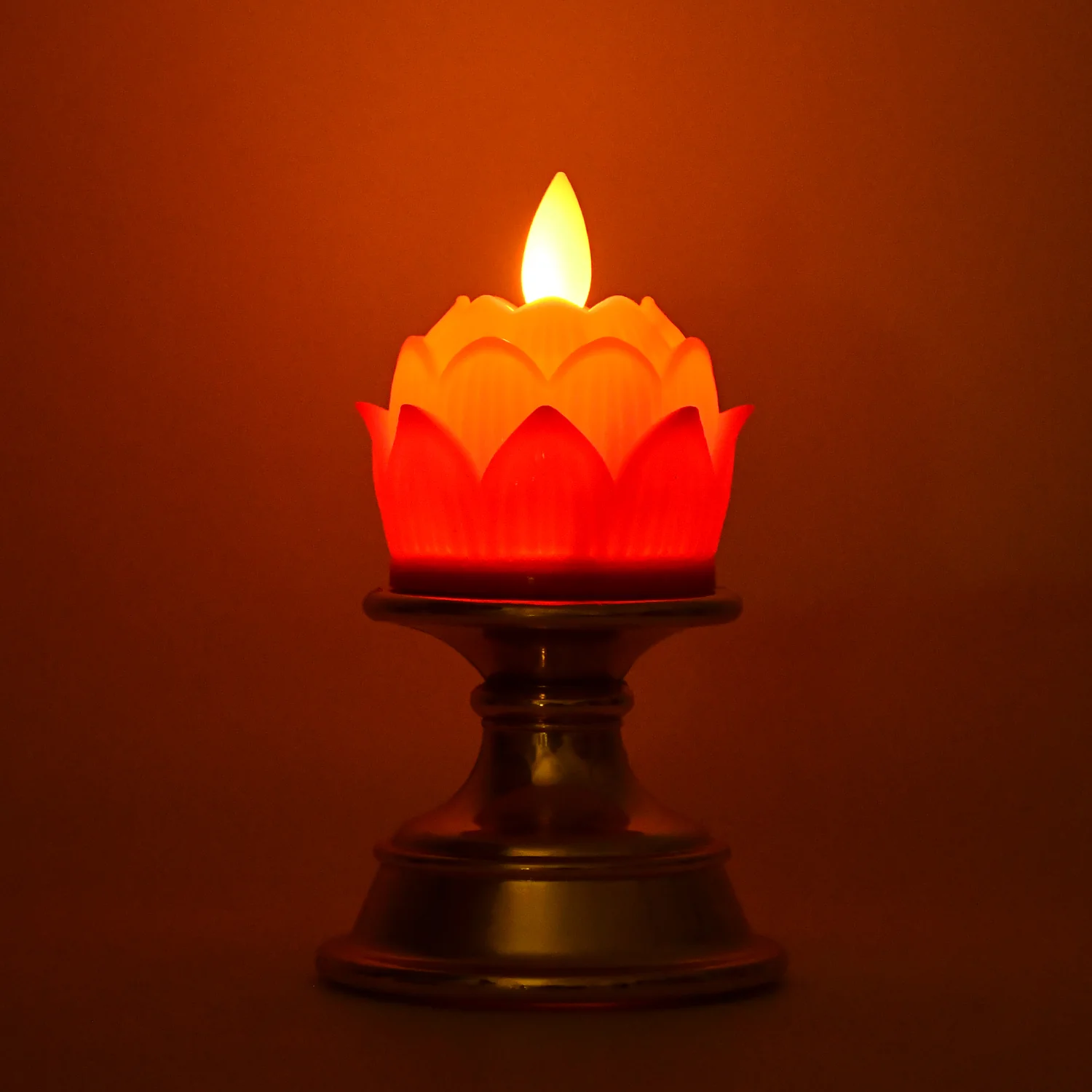 Premium Lotus Shaped LED Flameless Candle with Decorative Holder (1 Pc) - Image 6