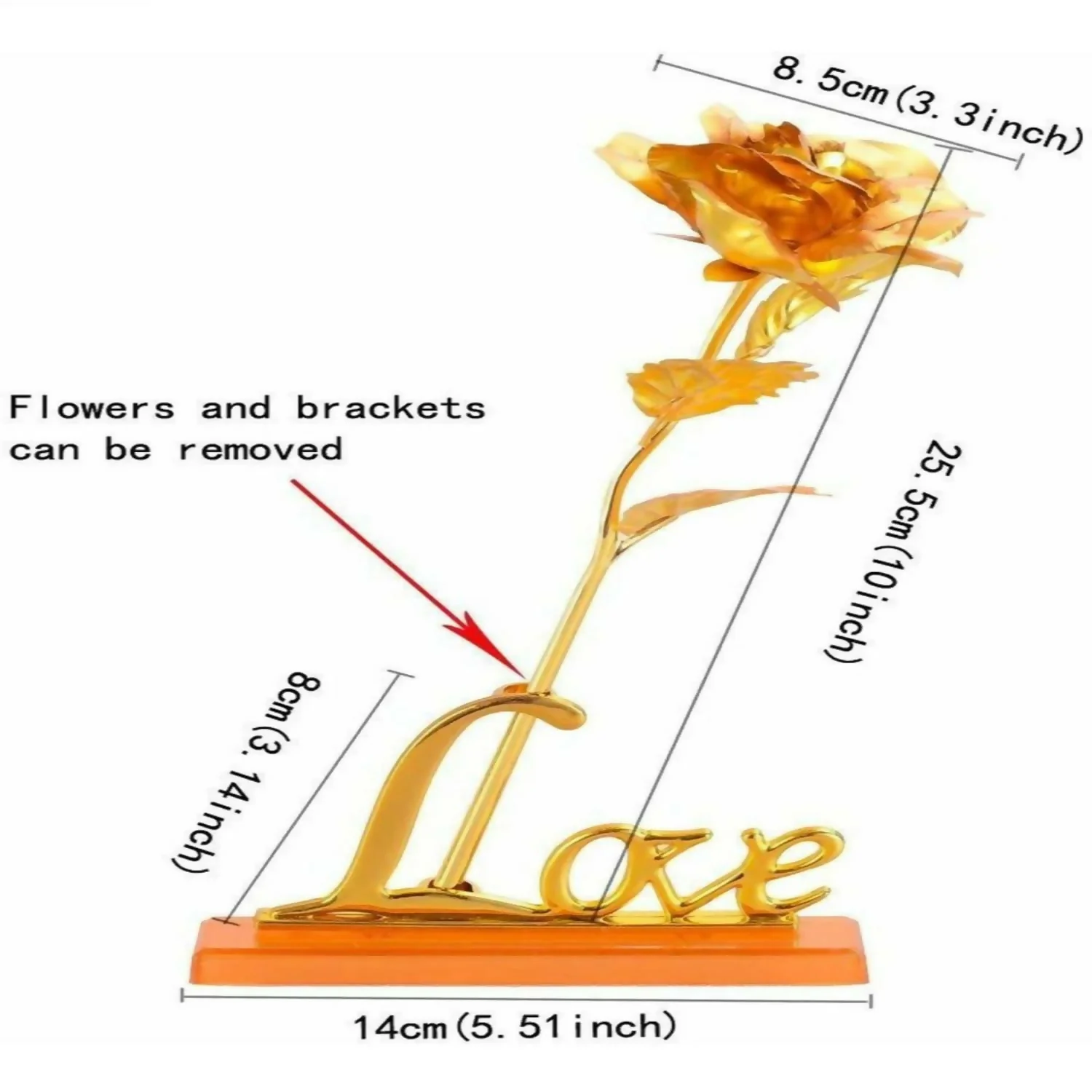 Premium LOVE Golden Rose Showpiece with Stand | 24K Gold Foil Artificial Rose with Love Base for Romantic Gifts | Ideal for Anniversary, Birthday, Valentine’s Day, Proposal & Home Decor | Elegant Golden Decorative Rose - Image 3