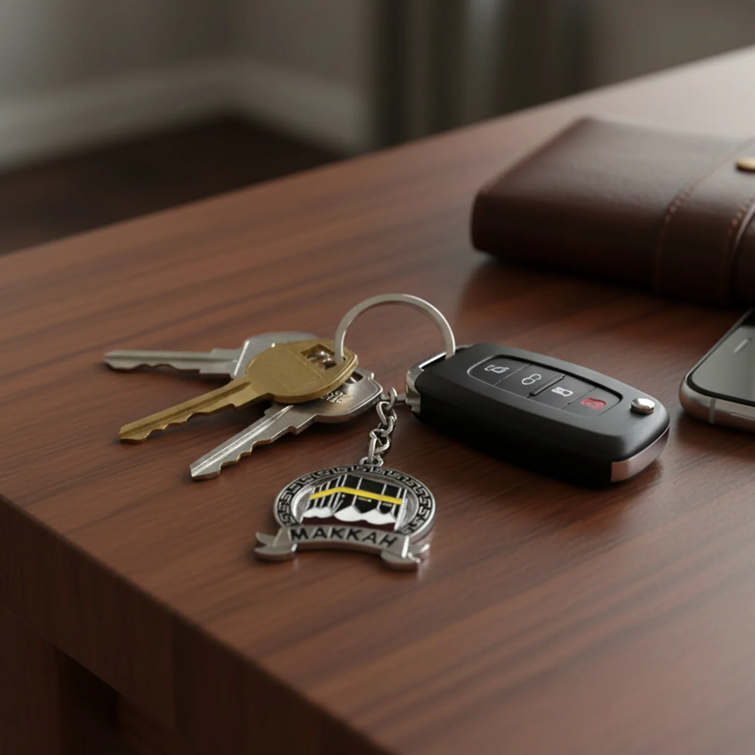Premium Makkah Design Metal Keychain with Round Pendant (1 Pc) - Image 5