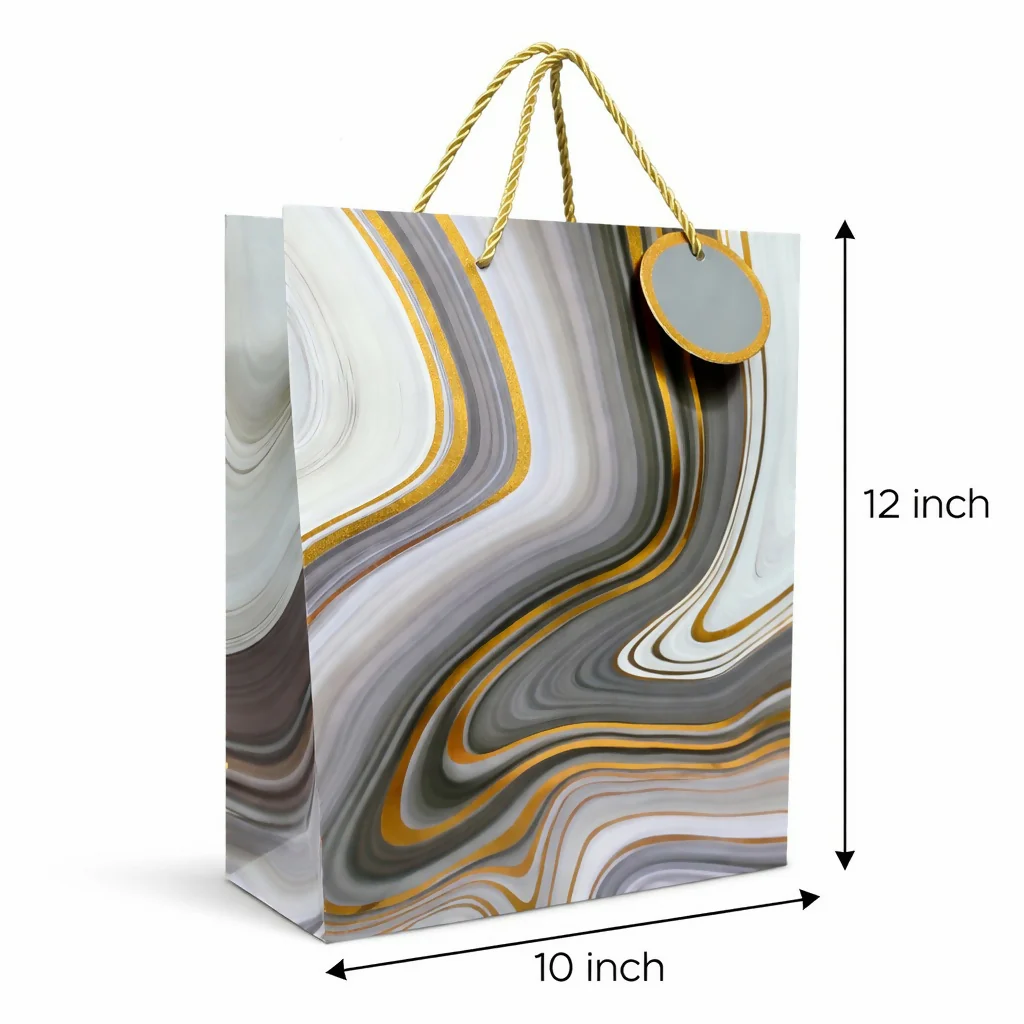 Premium Marble Design Gift Bag with Handle Paper Carry Bag (1 PC) - Image 4