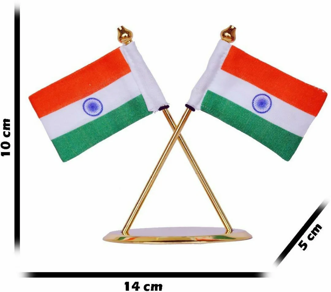Premium Metal Dual Indian Flag Stand for Car Dashboard & Desk Decor - Image 4