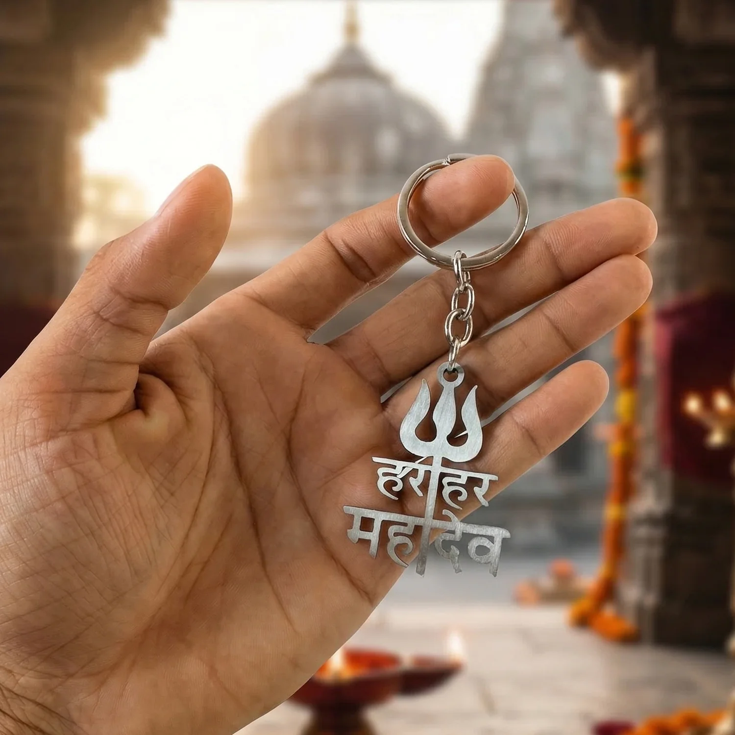 Premium Metal Har Har Mahadev Trishul Design Keychain (1 Pc) - Image 4