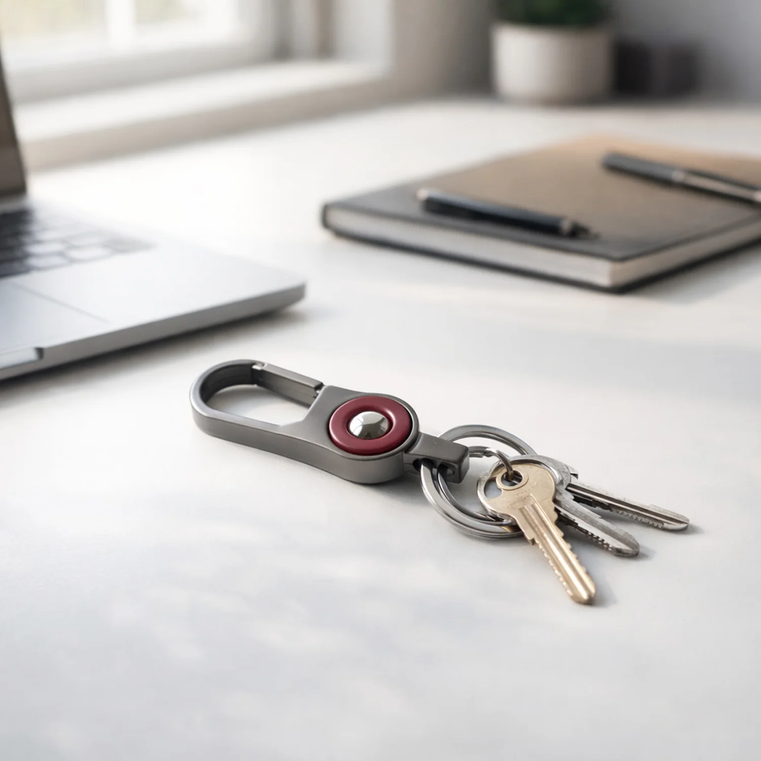 Premium Metal Key Holder with Dual Ring & Secure Clip (1 Pc) - Image 3