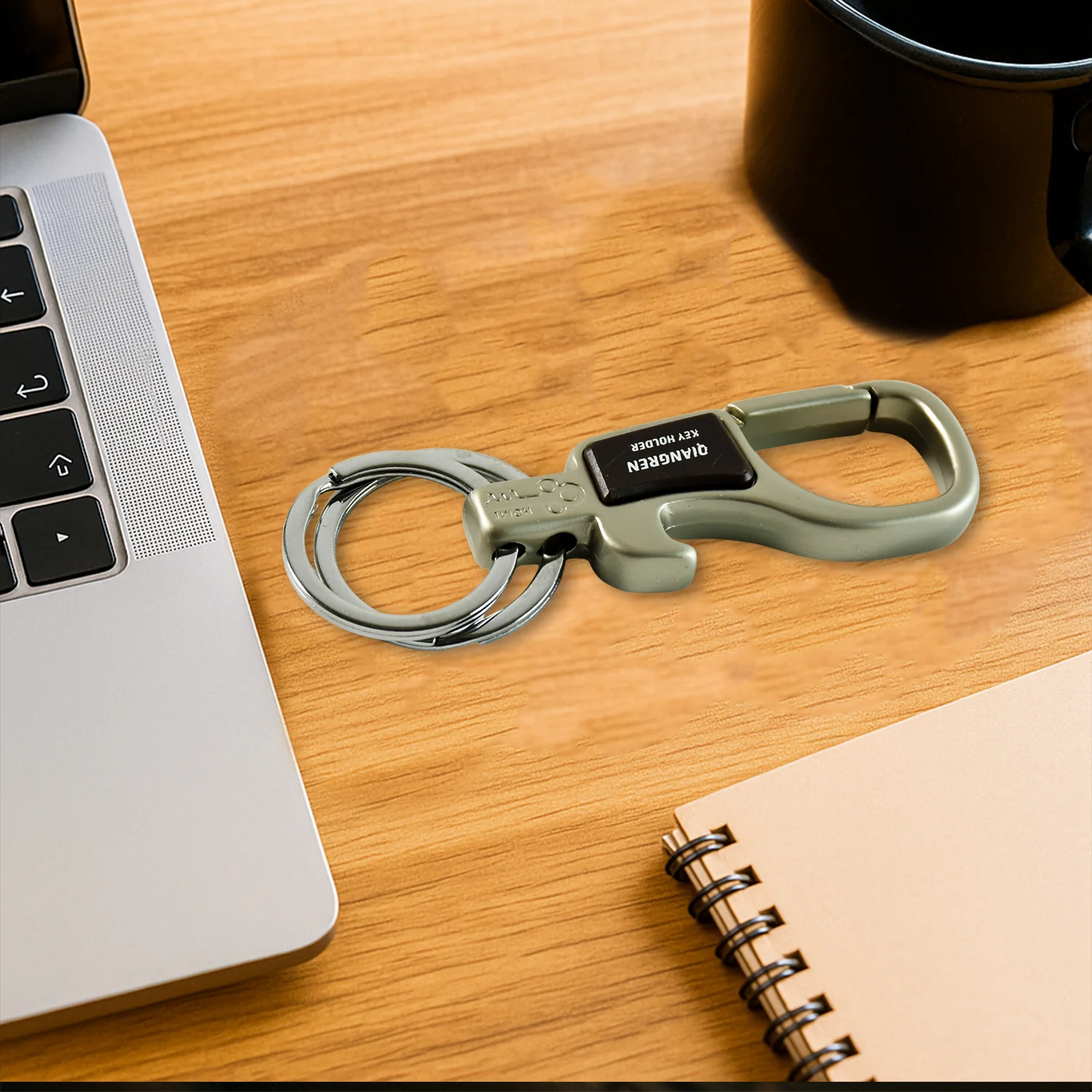 Premium Metal Keychain Carabiner Clip Hook with Dual Key Rings (1 Pc) - Image 3