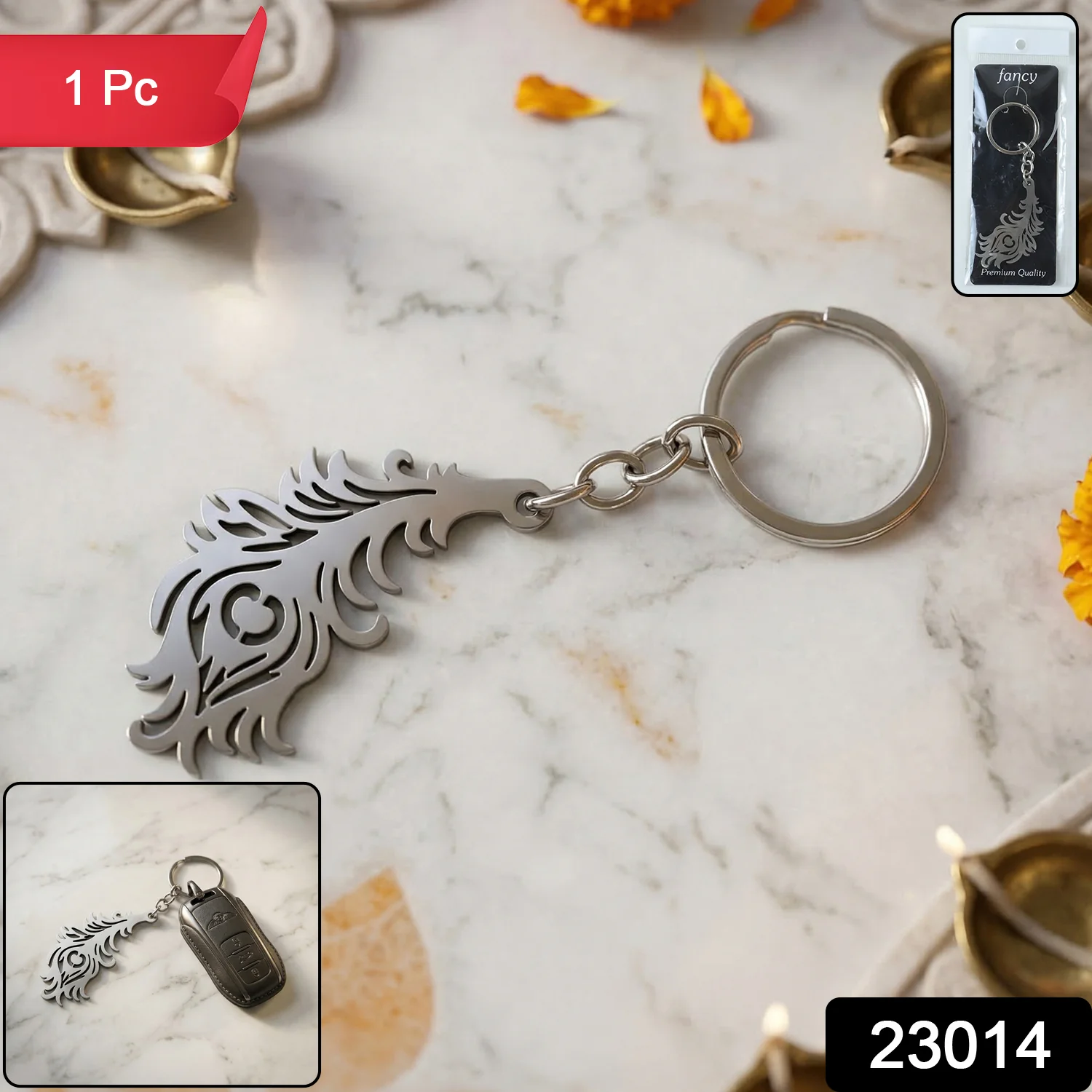 Premium Metal Morpich Feather Design Keychain 1 Pc - Image 2