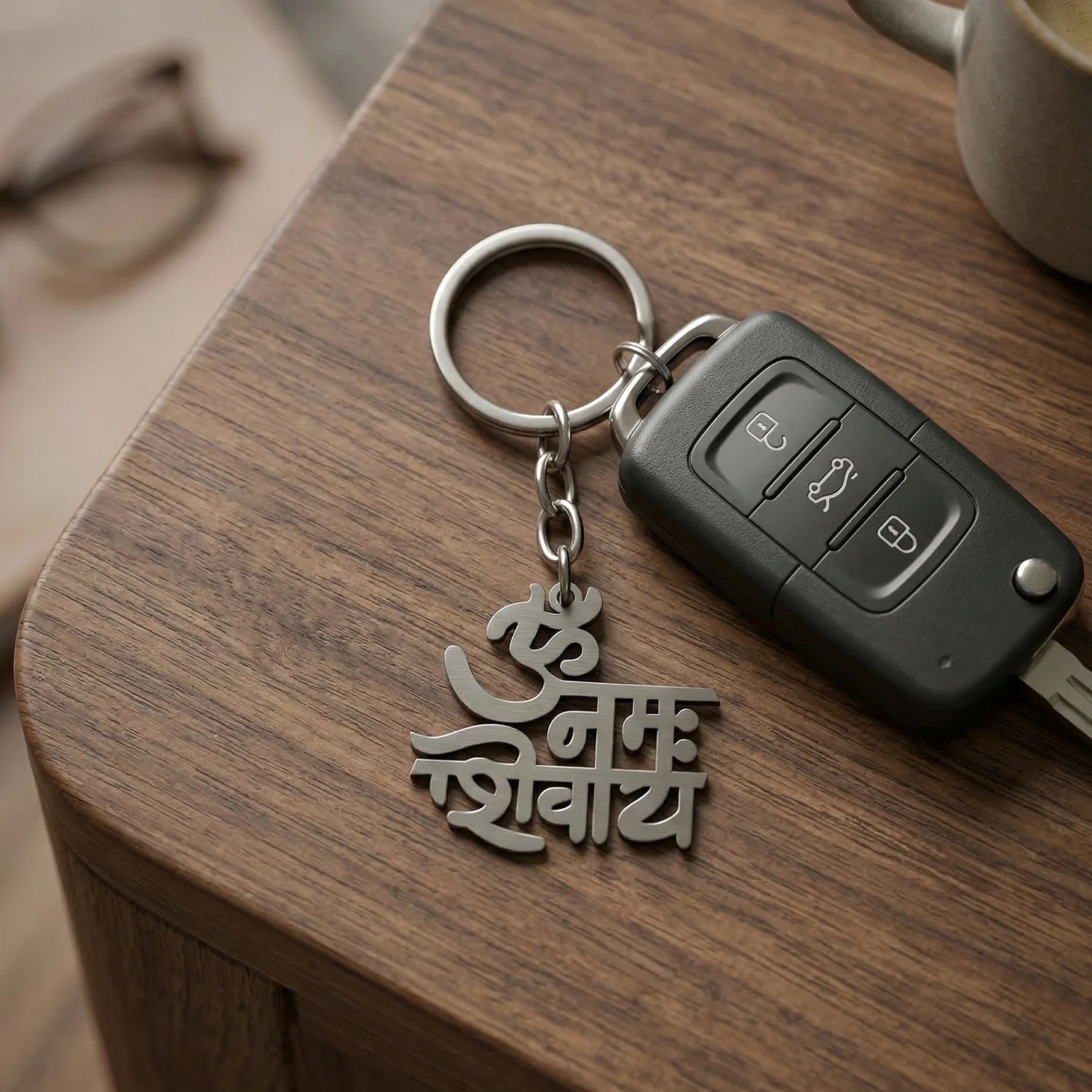 Premium Metal Om Namah Shivay Engraved Keychain 1 Pc - Image 3