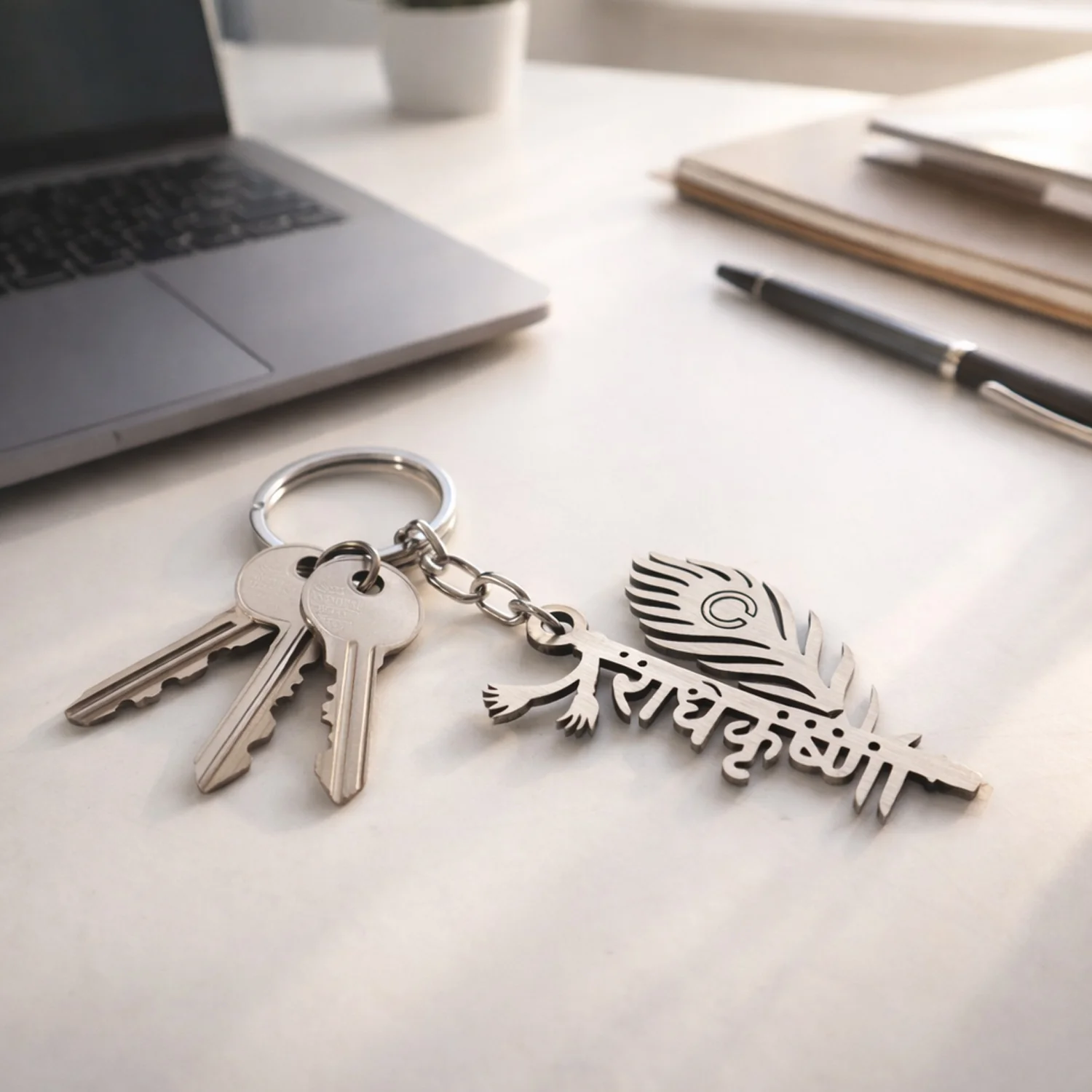 Premium Metal Radhe Krishna Keychain 1 Pc - Image 5