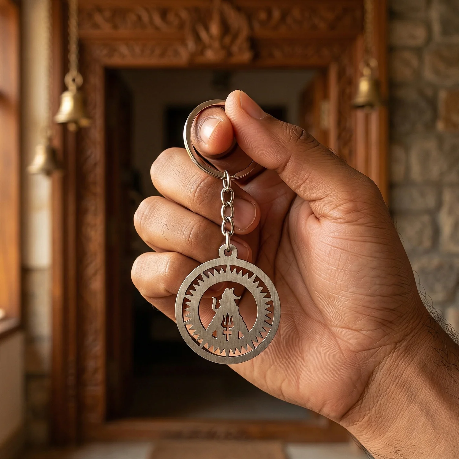 Premium Metal Round Mahakal Keychain 1 Pc - Image 5