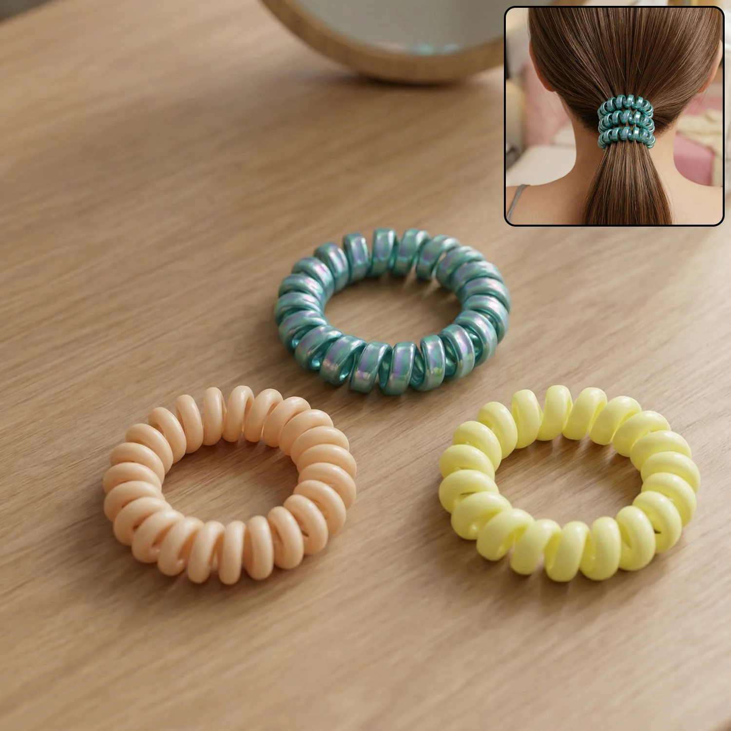 Premium Mix Color Telephone Wire Hair Band (1 Pc) - Image 7