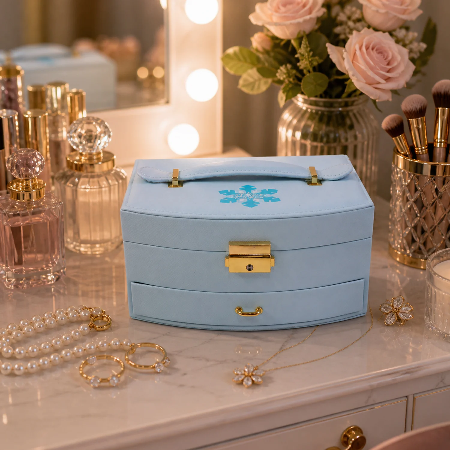 Premium Multi Layer Jewelry Storage Box with Mirror (1 Set) - Image 7