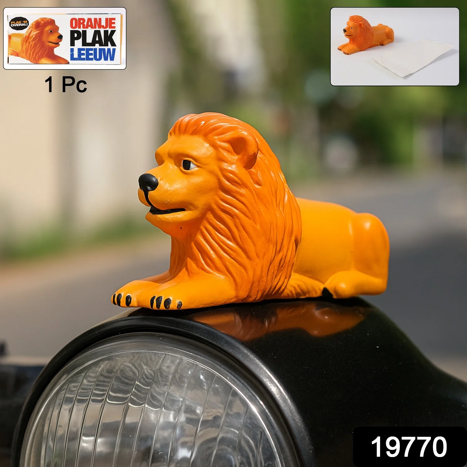Premium Oranje Plak Leeuw Lion Car Dashboard Toy (1 Pc) - Image 2