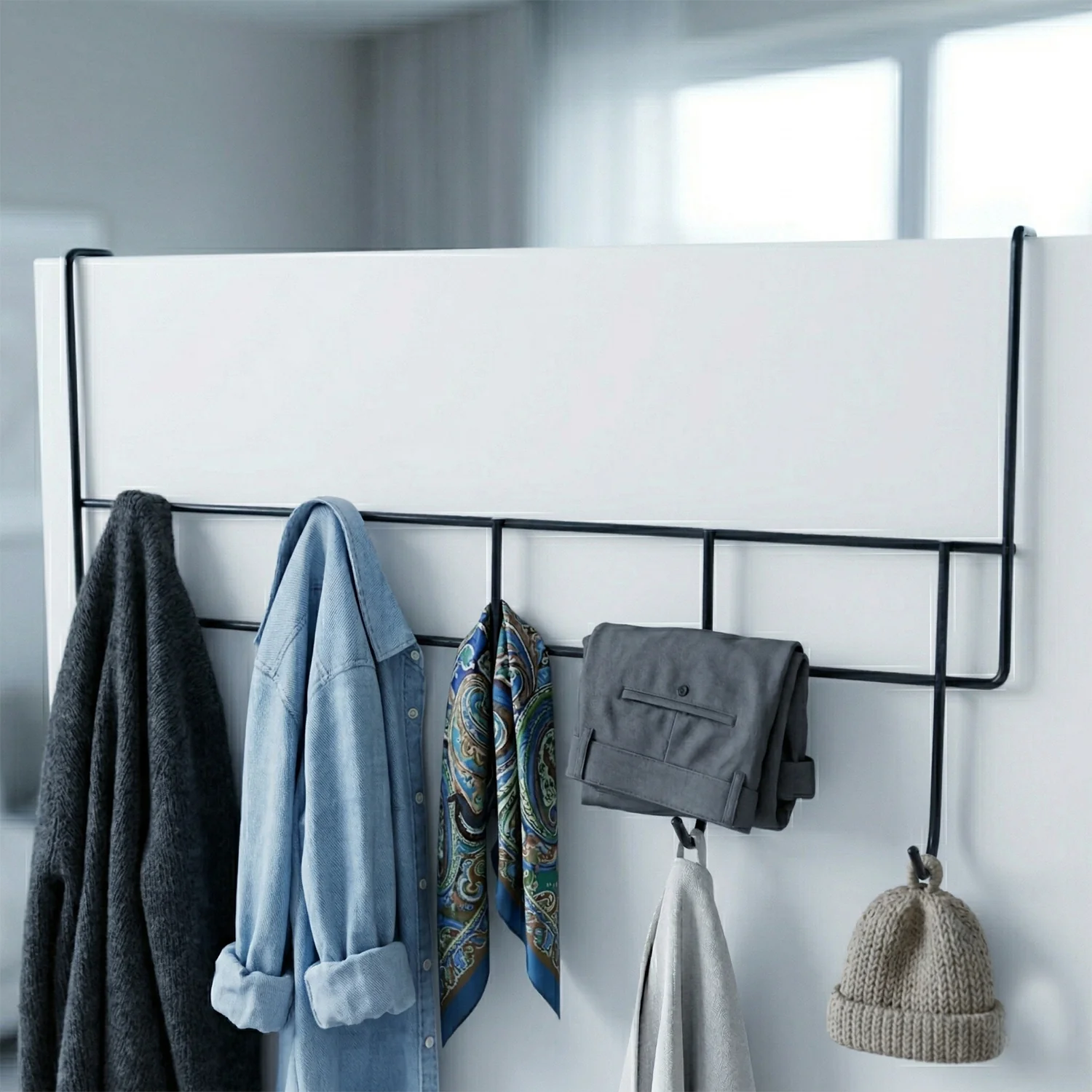 Premium Over The Door Metal 5 Hook Rack 1 Pc - Image 3