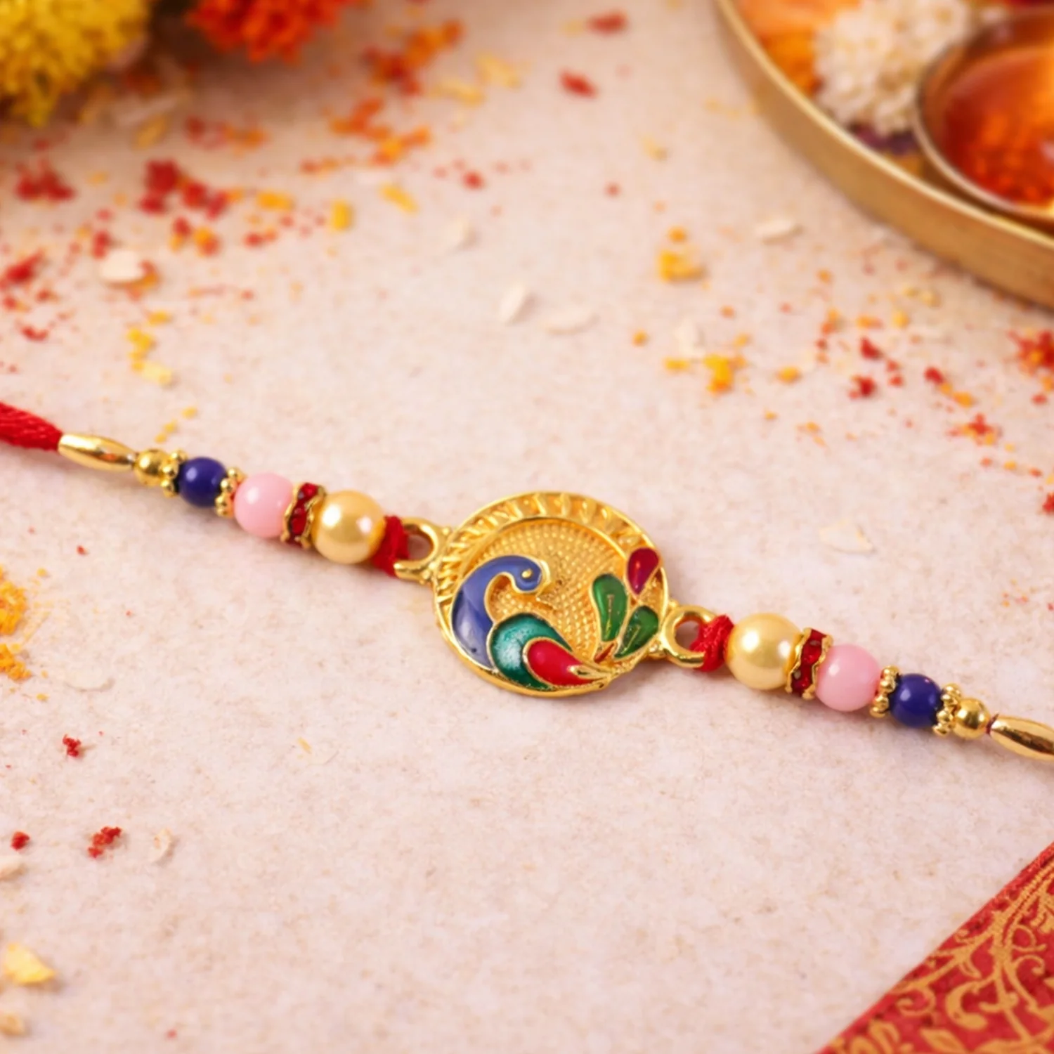 Premium Peacock Motif Designer Rakhi (1 Pc) - Image 3