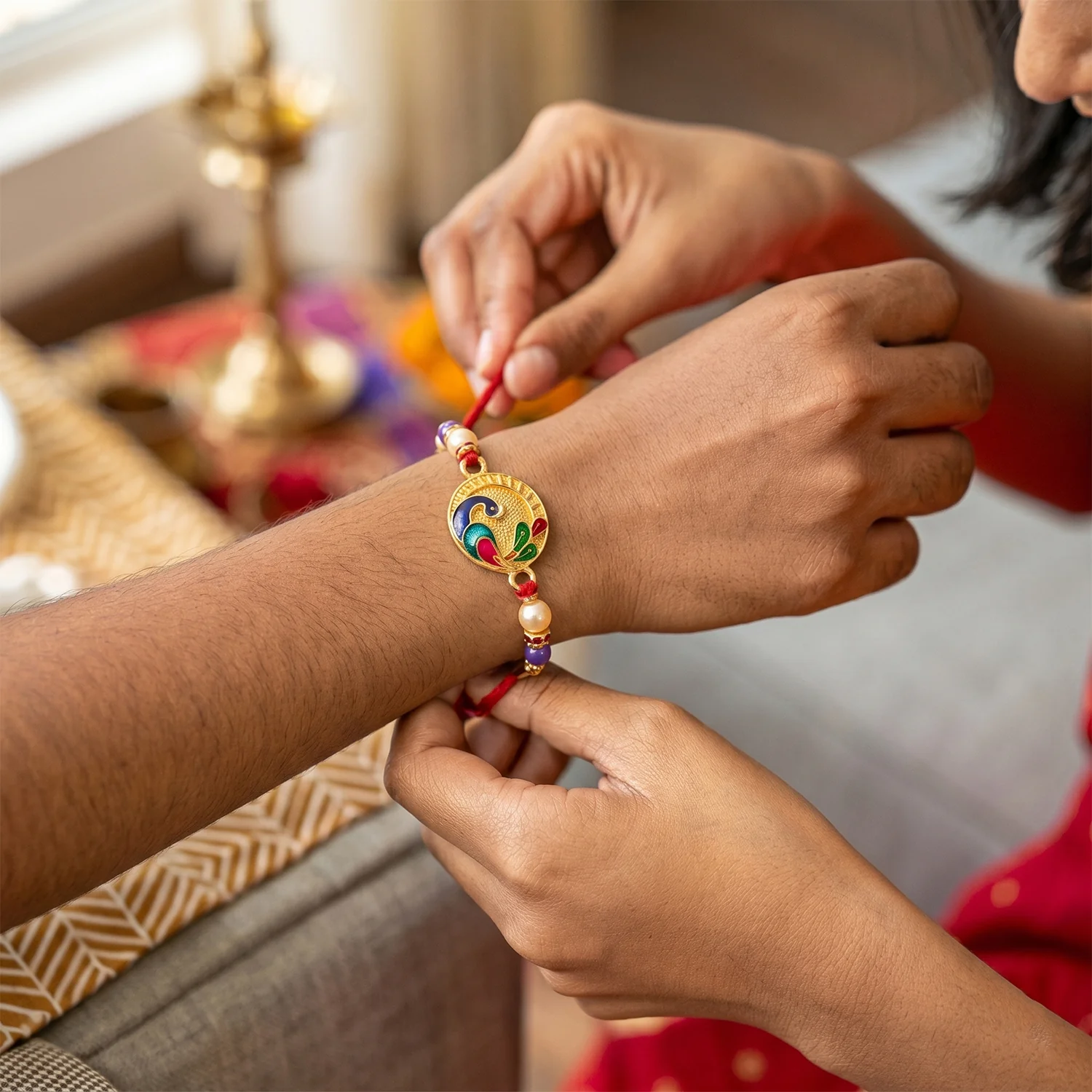 Premium Peacock Motif Designer Rakhi (1 Pc) - Image 4