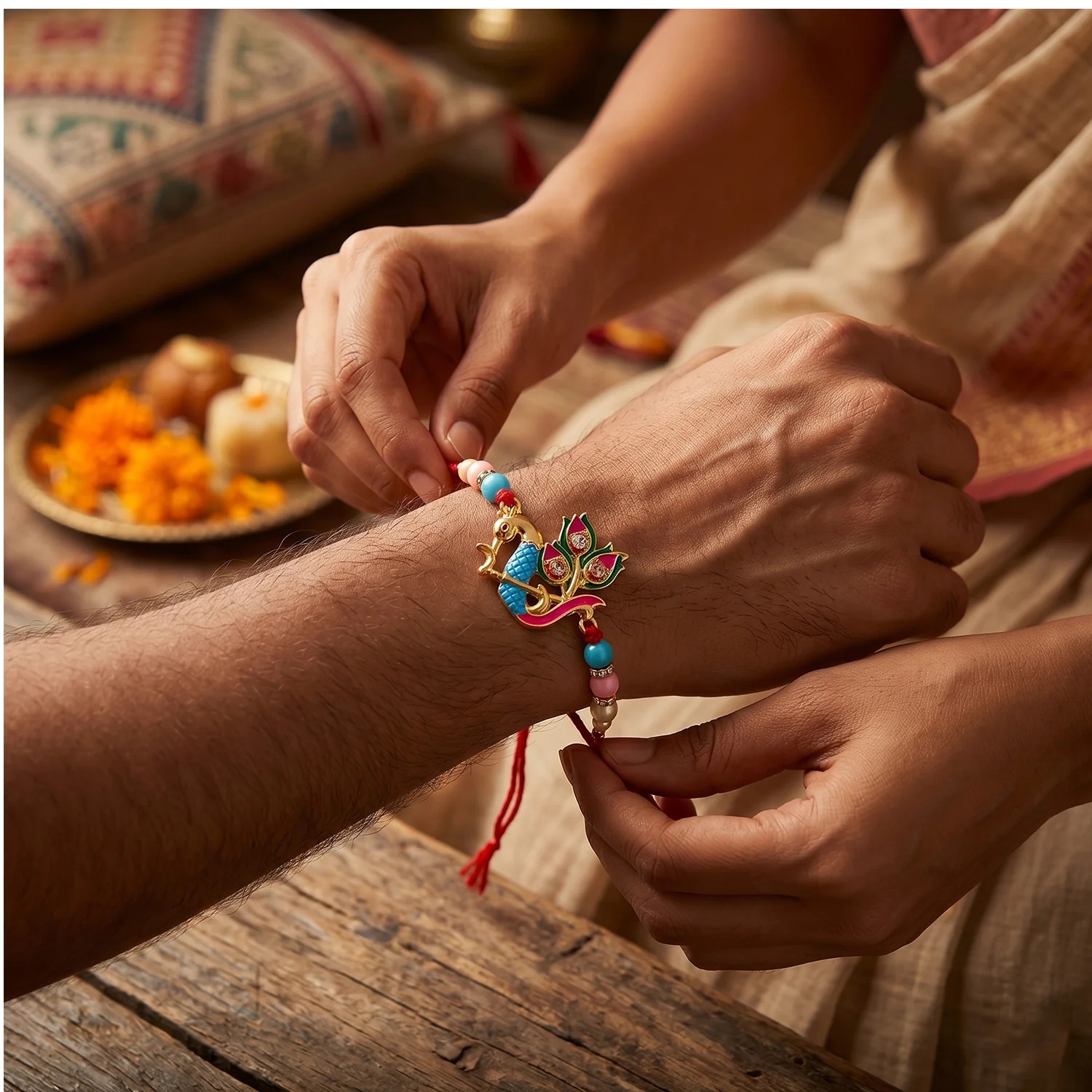 Premium Peacock Motif Designer Rakhi (1 Pc) - Image 4