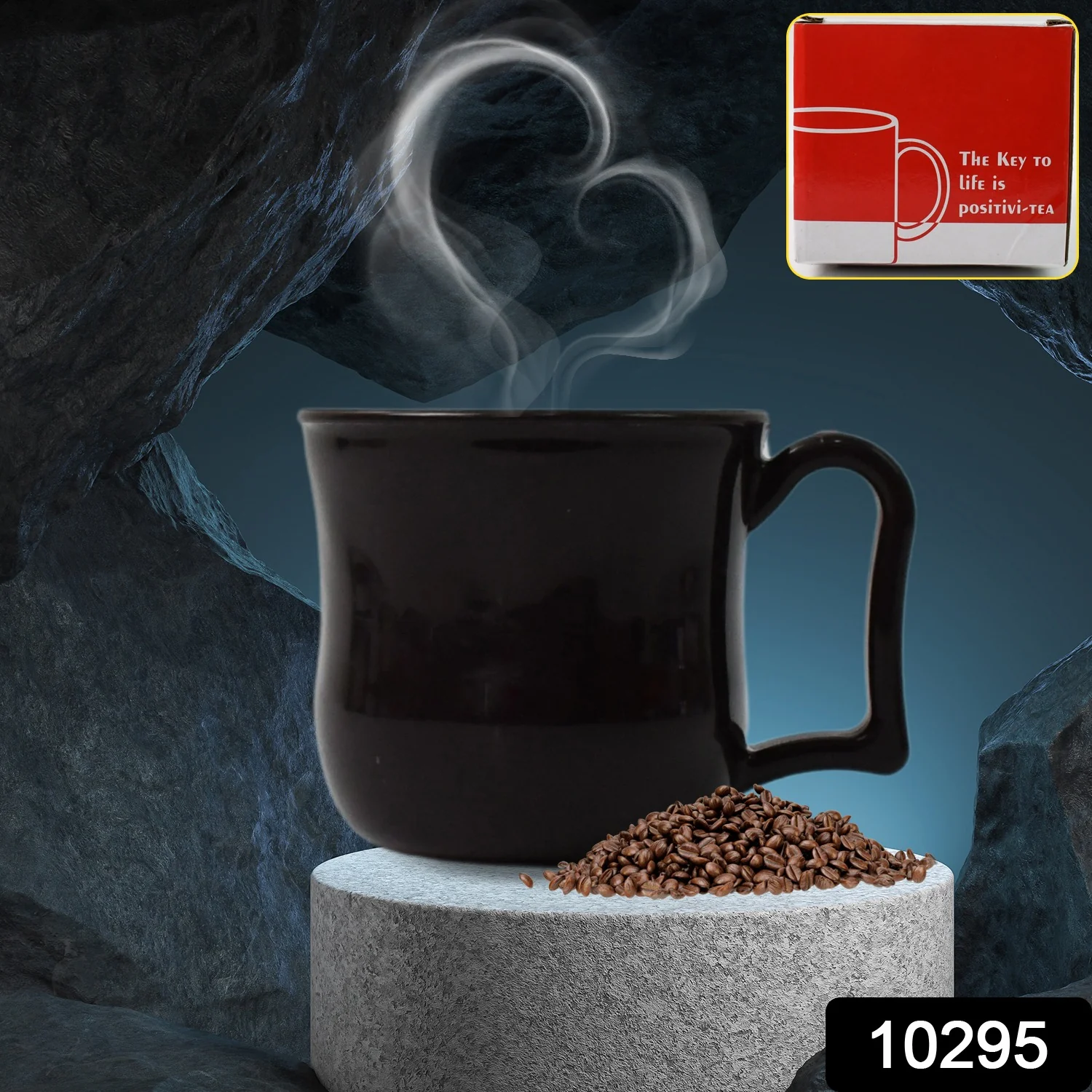Premium Plastic Coffee / Tea Cups / Mug with Handle (1 Pc / With Color Box / Black) - Image 2