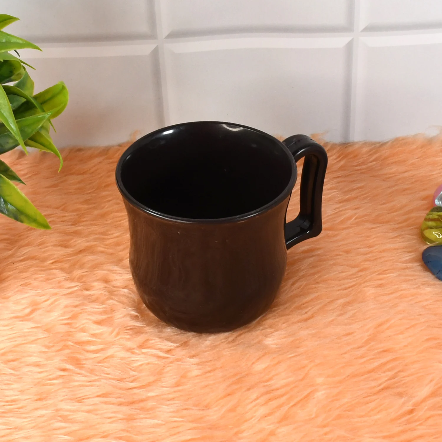 Premium Plastic Coffee / Tea Cups / Mug with Handle (1 Pc / With Color Box / Black) - Image 5