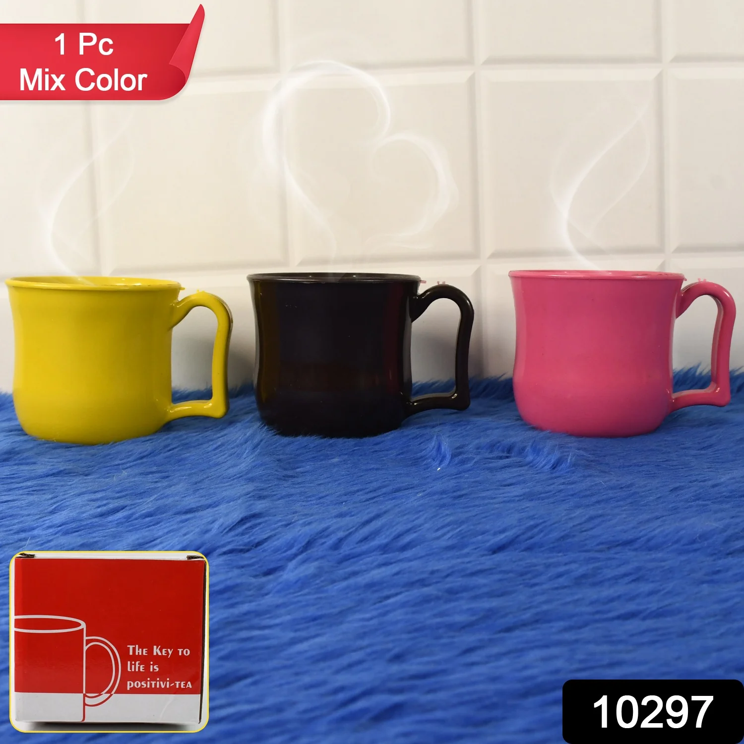 Premium Plastic Coffee,Tea Mug with Handle (1 Pc / With Color Box / Mix Color) - Image 2