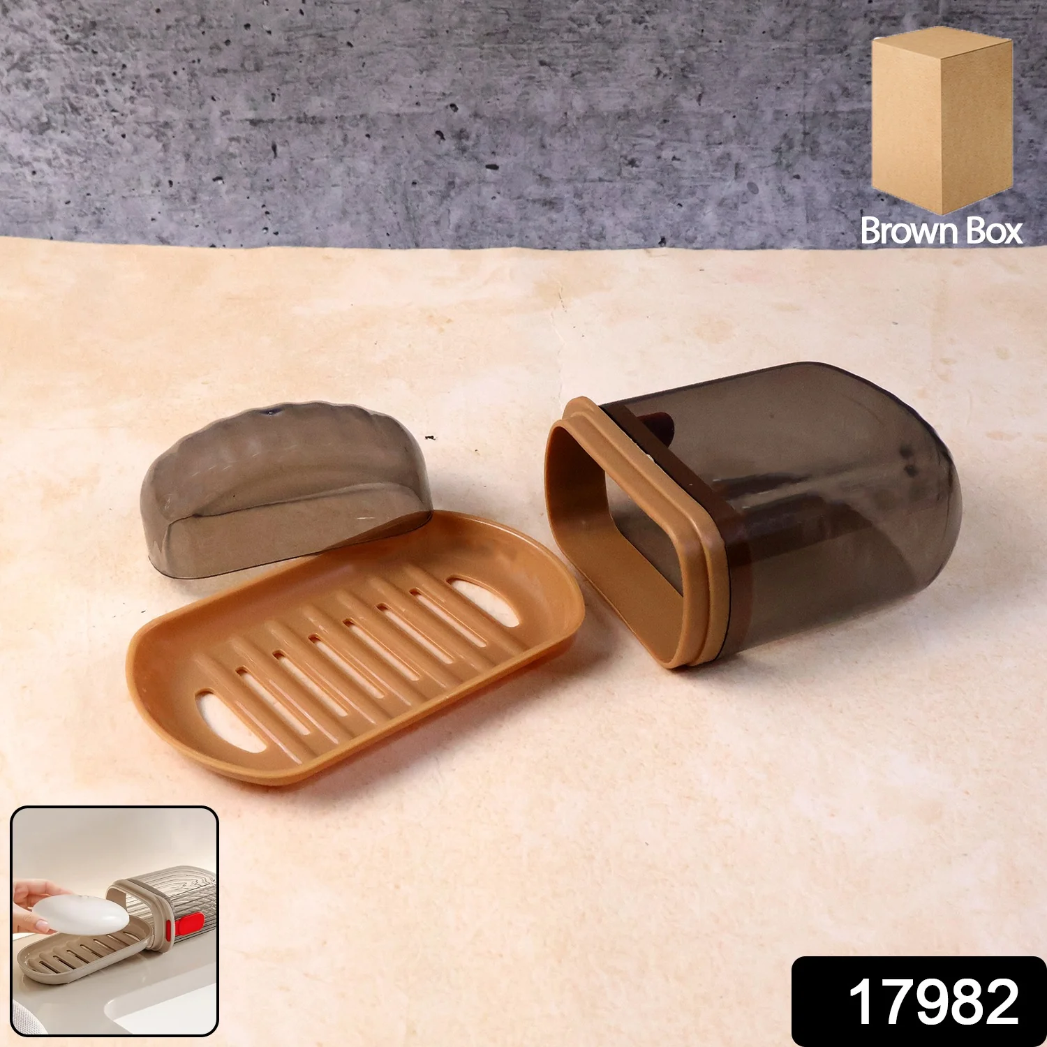 Premium Plastic Soap Box with Drain Tray & Protective Cover - Image 2