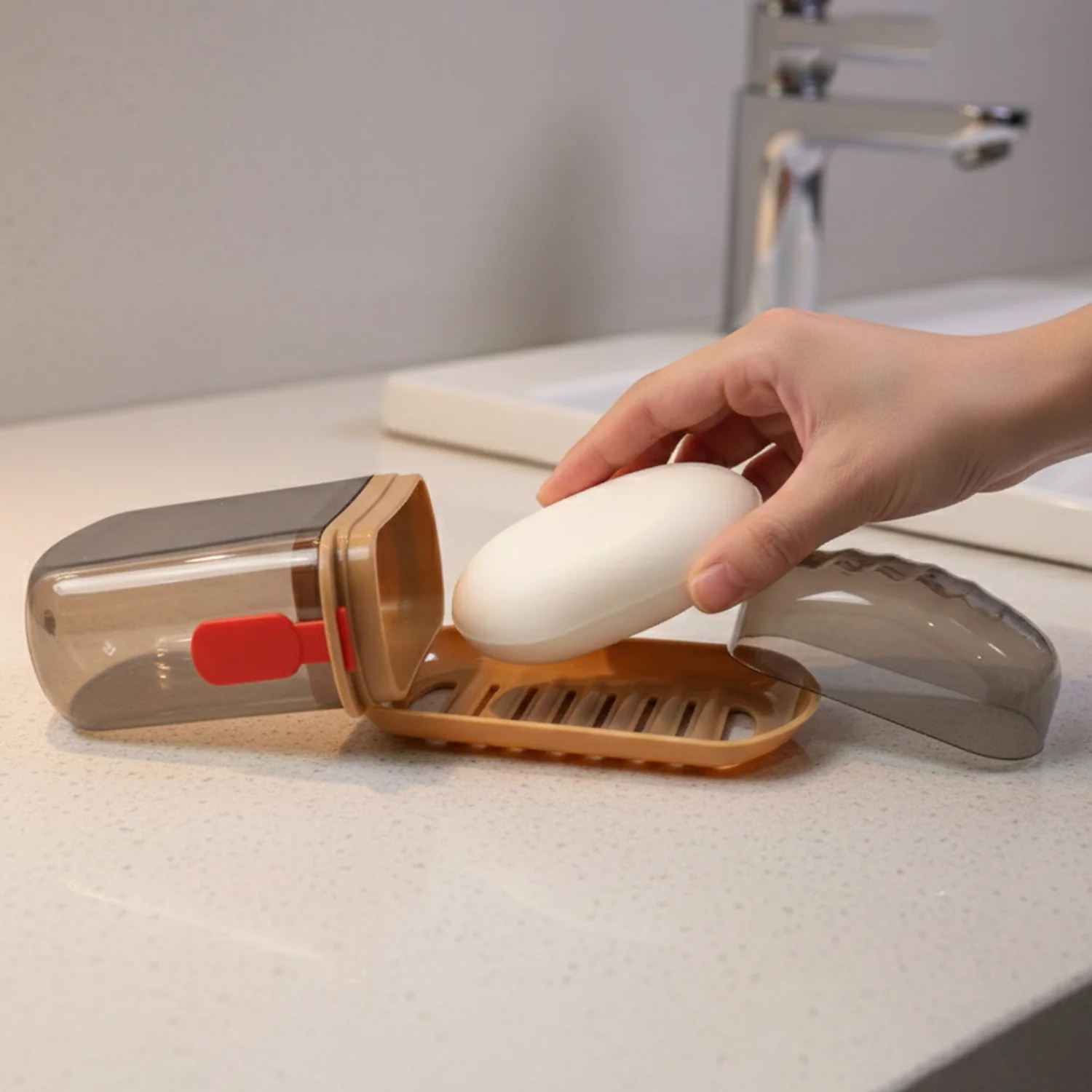 Premium Plastic Soap Box with Drain Tray & Protective Cover - Image 3