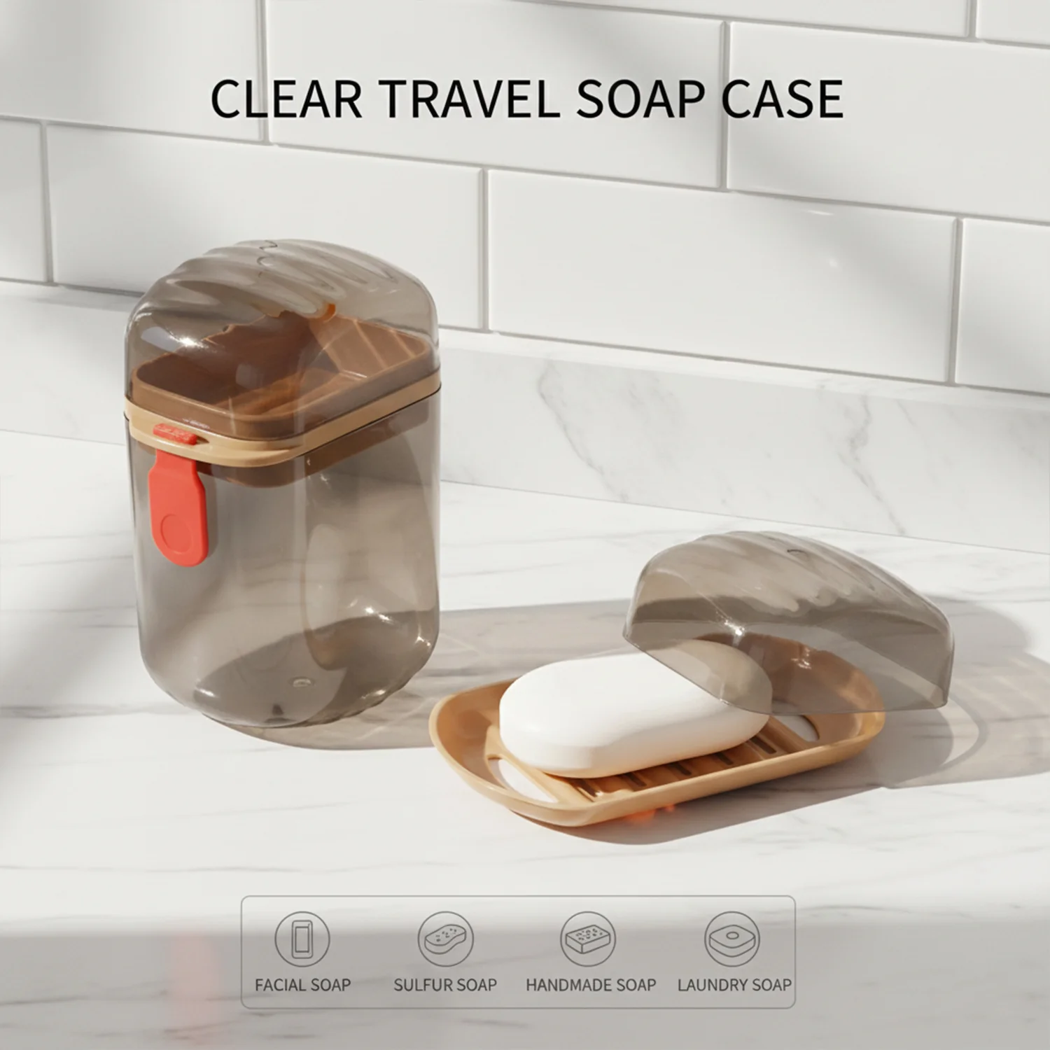 Premium Plastic Soap Box with Drain Tray & Protective Cover - Image 4