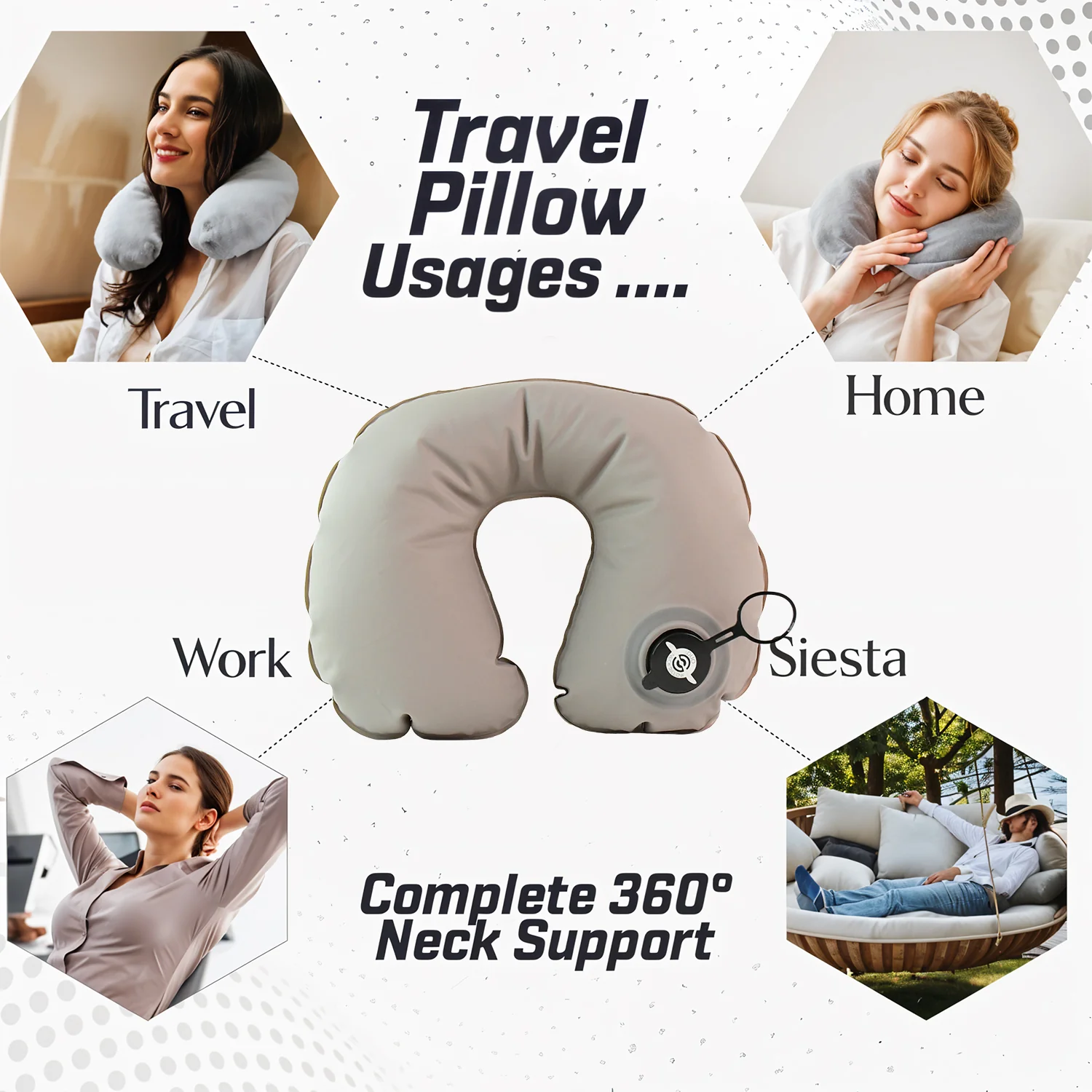 Premium Quality Inflatable Travel Neck Pillow (1 Pc) - Image 6
