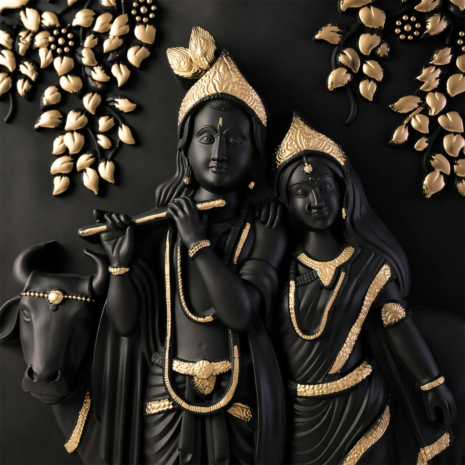 Premium Radha Krishna 3D Wall Art Frame Divine Black & Gold Finish Spiritual Home Decor - Image 3