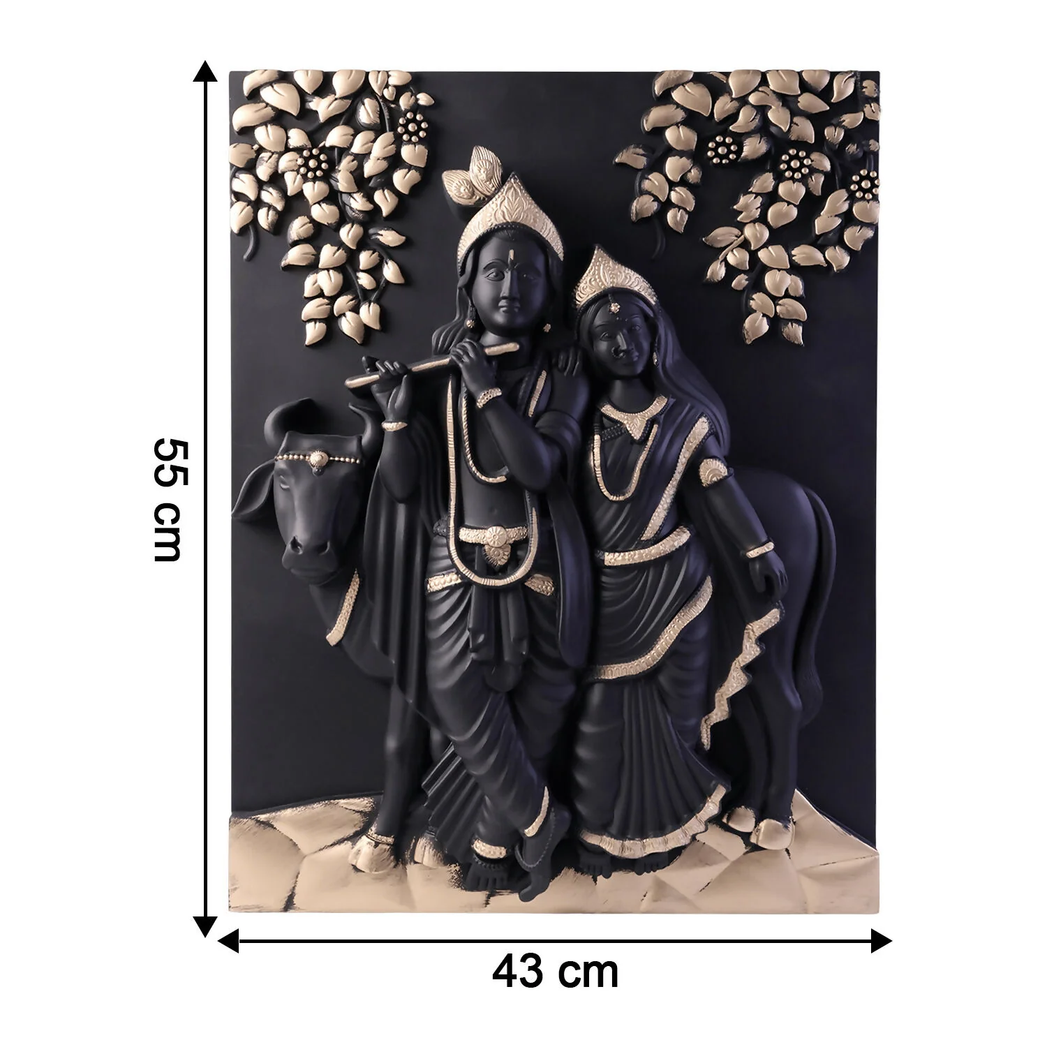 Premium Radha Krishna 3D Wall Art Frame Divine Black & Gold Finish Spiritual Home Decor - Image 5