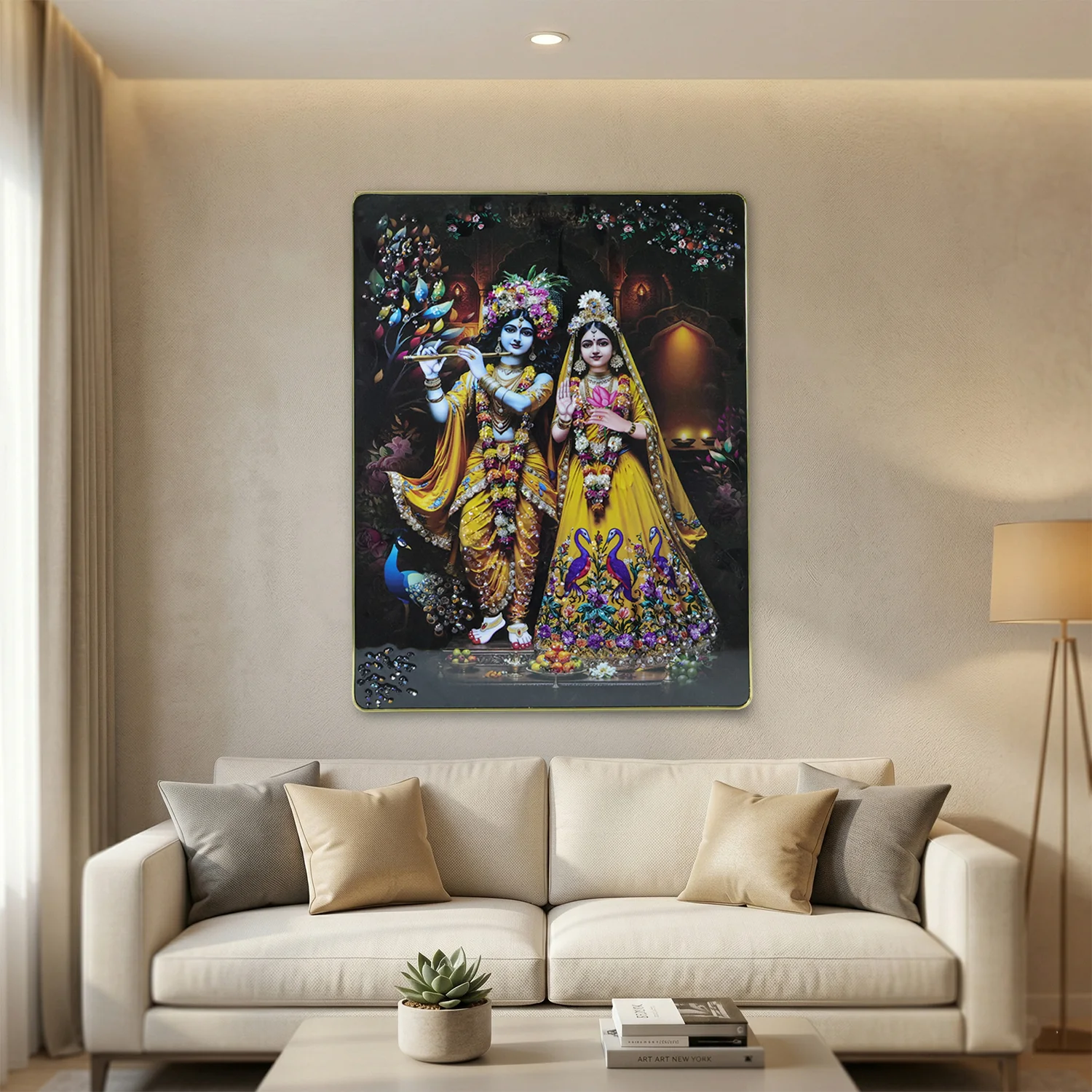 Premium Radha Krishna Decorative Wall Frame (1 Pc, 60x45 Cm) - Image 3