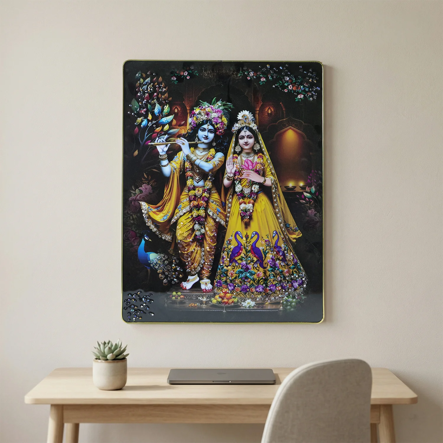 Premium Radha Krishna Decorative Wall Frame (1 Pc, 60x45 Cm) - Image 5