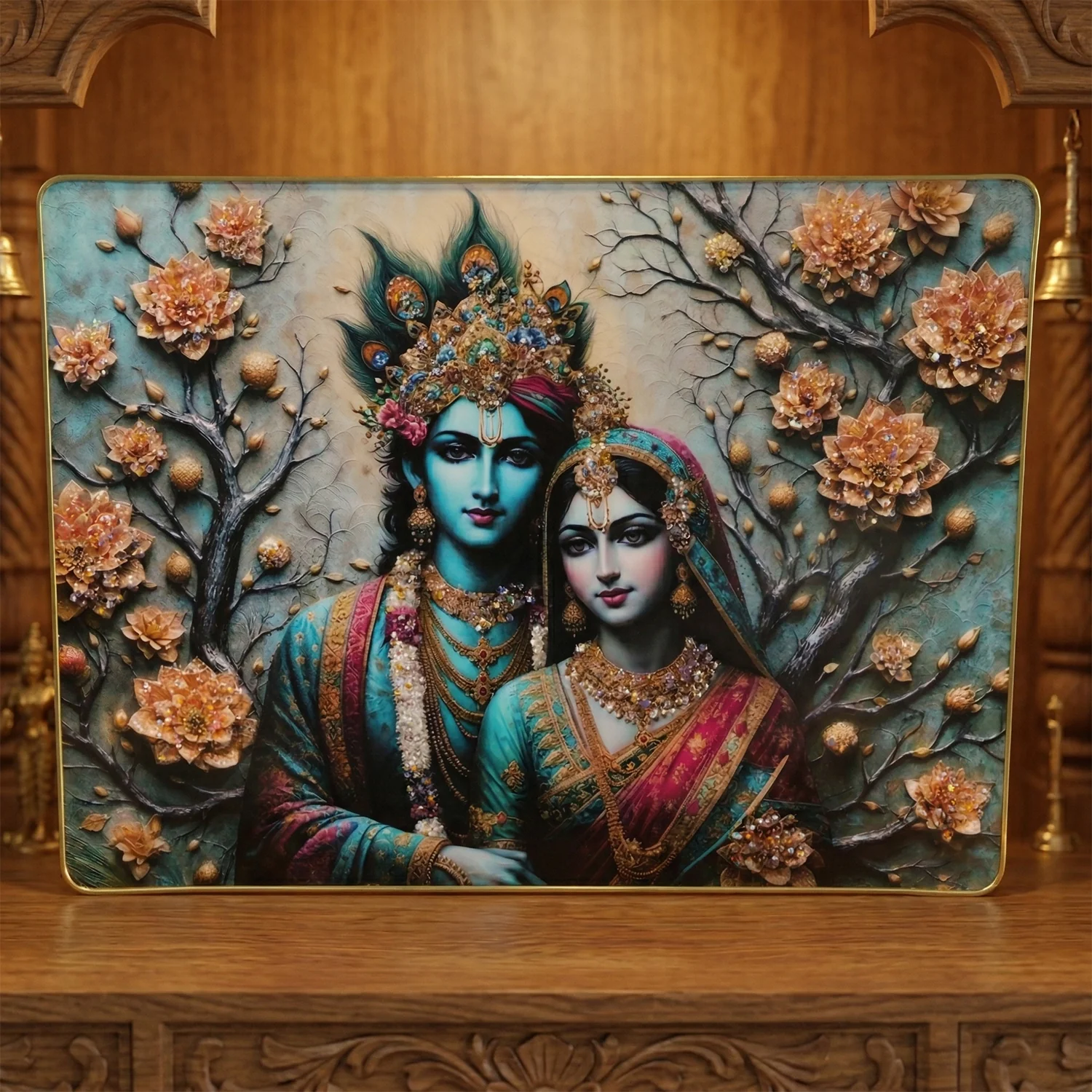 Premium Radha Krishna Decorative Wall Frame (1 Pc, 60x45 Cm) - Image 3