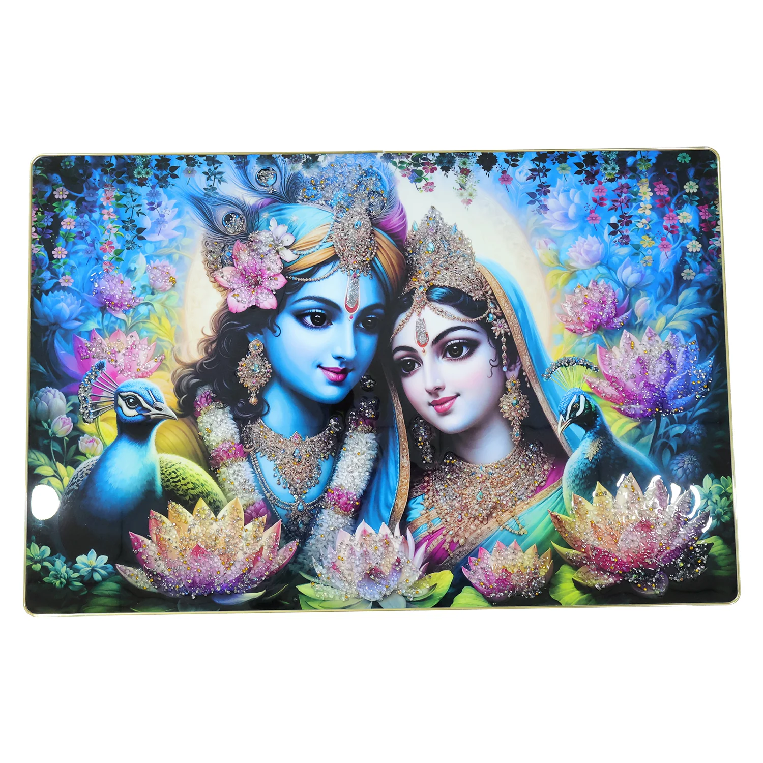 Premium Radha Krishna Decorative Wall Frame Painting (1 Pc, 89x58 Cm) - Image 4