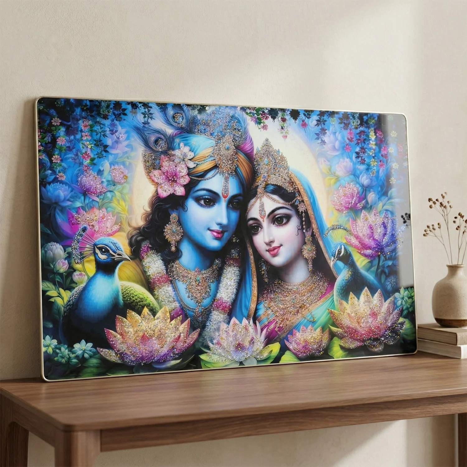 Premium Radha Krishna Decorative Wall Frame Painting (1 Pc, 89x58 Cm) - Image 5