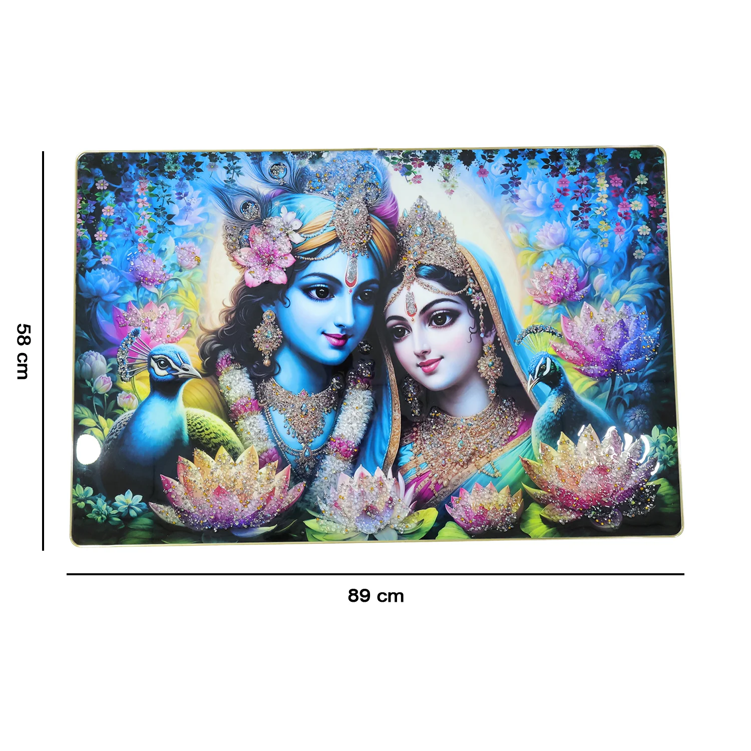 Premium Radha Krishna Decorative Wall Frame Painting (1 Pc, 89x58 Cm) - Image 6