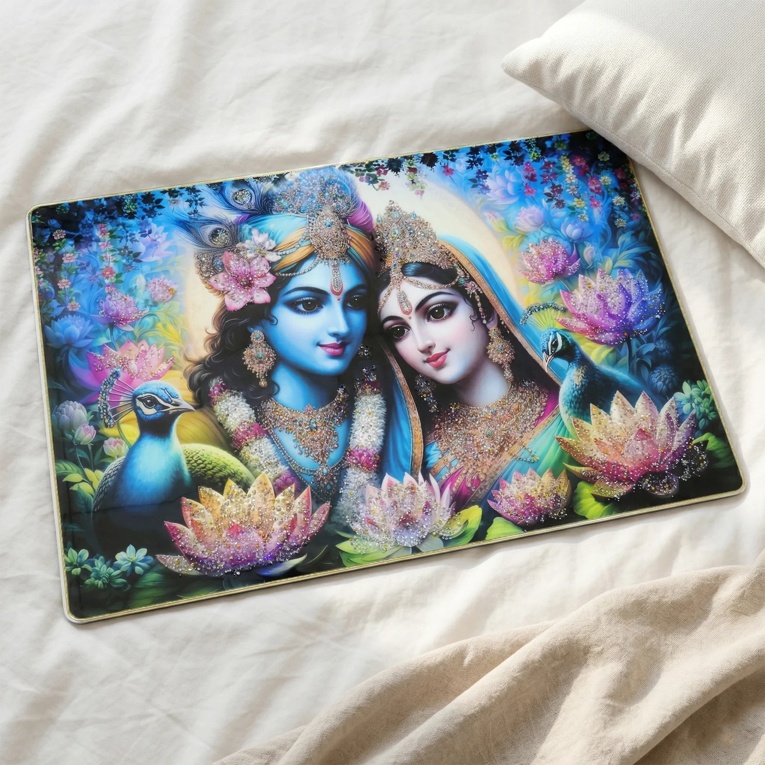 Premium Radha Krishna Decorative Wall Frame Painting (1 Pc, 89x58 Cm) - Image 7
