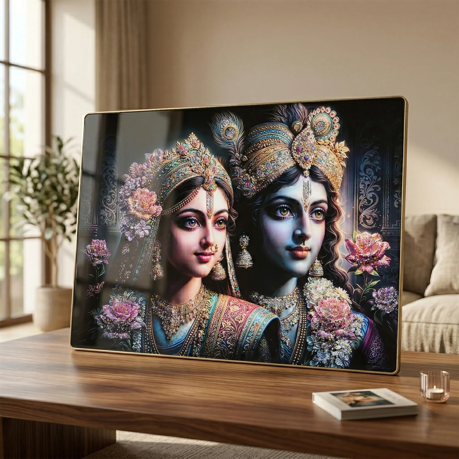 Premium Radha Krishna Royal Artistic Wall Frame (1 Pc, 89x58 Cm) - Image 3
