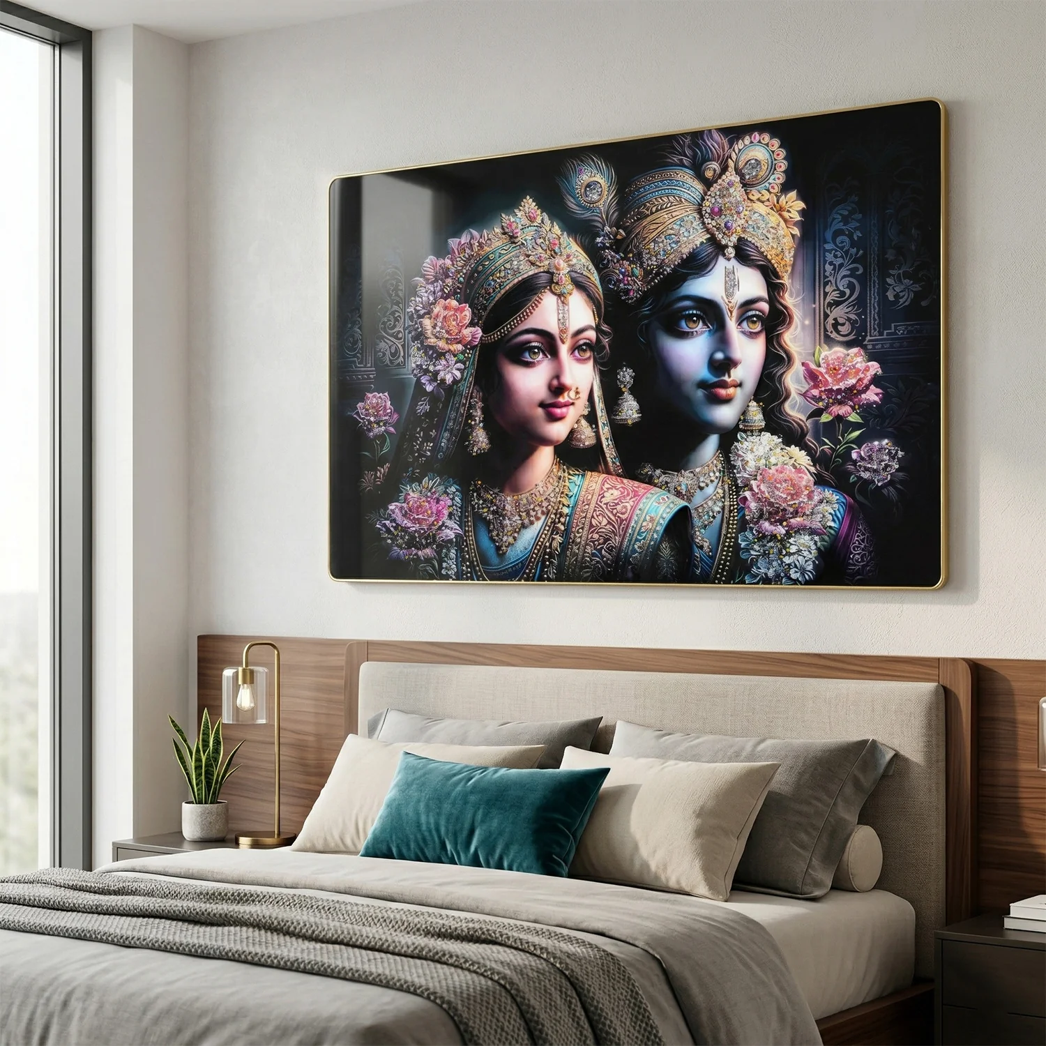 Premium Radha Krishna Royal Artistic Wall Frame (1 Pc, 89x58 Cm) - Image 4