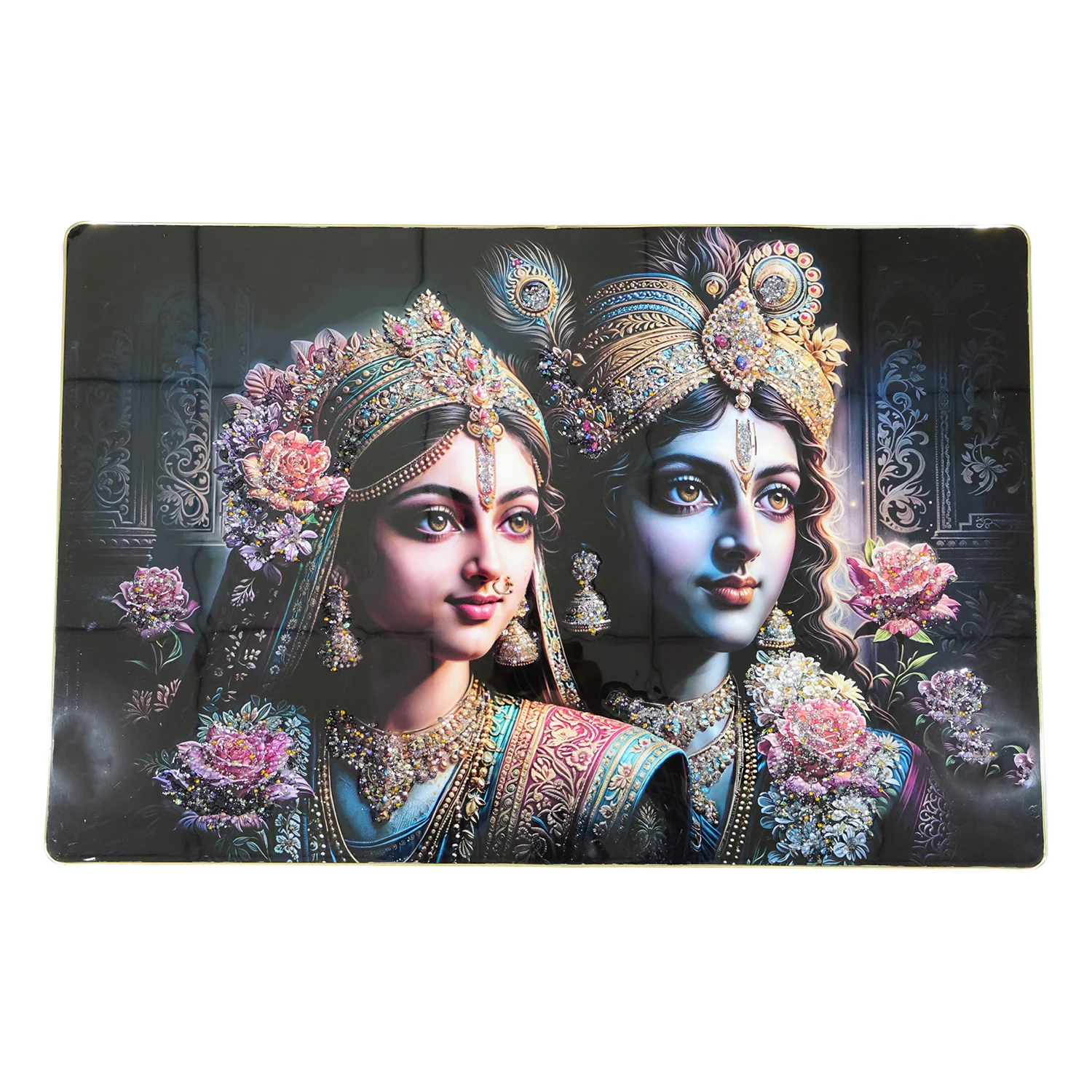 Premium Radha Krishna Royal Artistic Wall Frame (1 Pc, 89x58 Cm) - Image 5