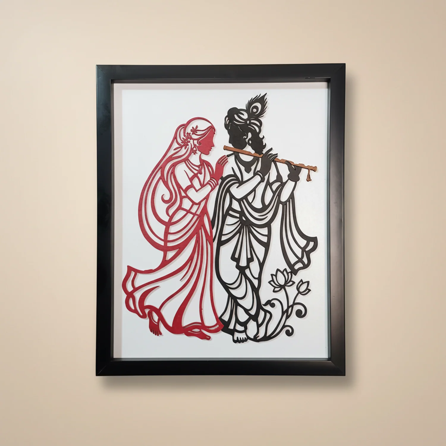 Premium Radha Krishna Wall Art Frame | 3D Wooden Handcrafted Religious Wall Decor - Image 2