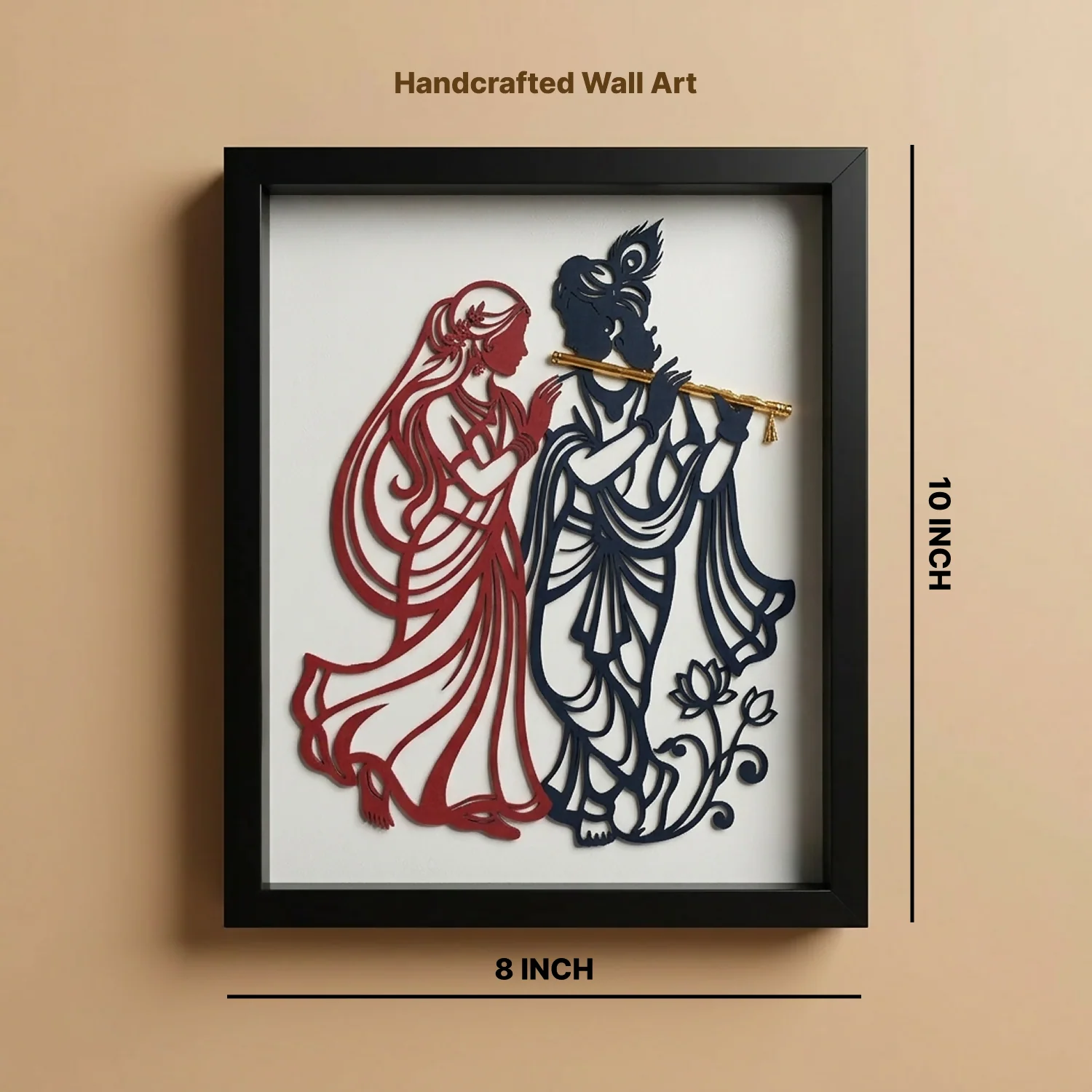 Premium Radha Krishna Wall Art Frame | 3D Wooden Handcrafted Religious Wall Decor - Image 5