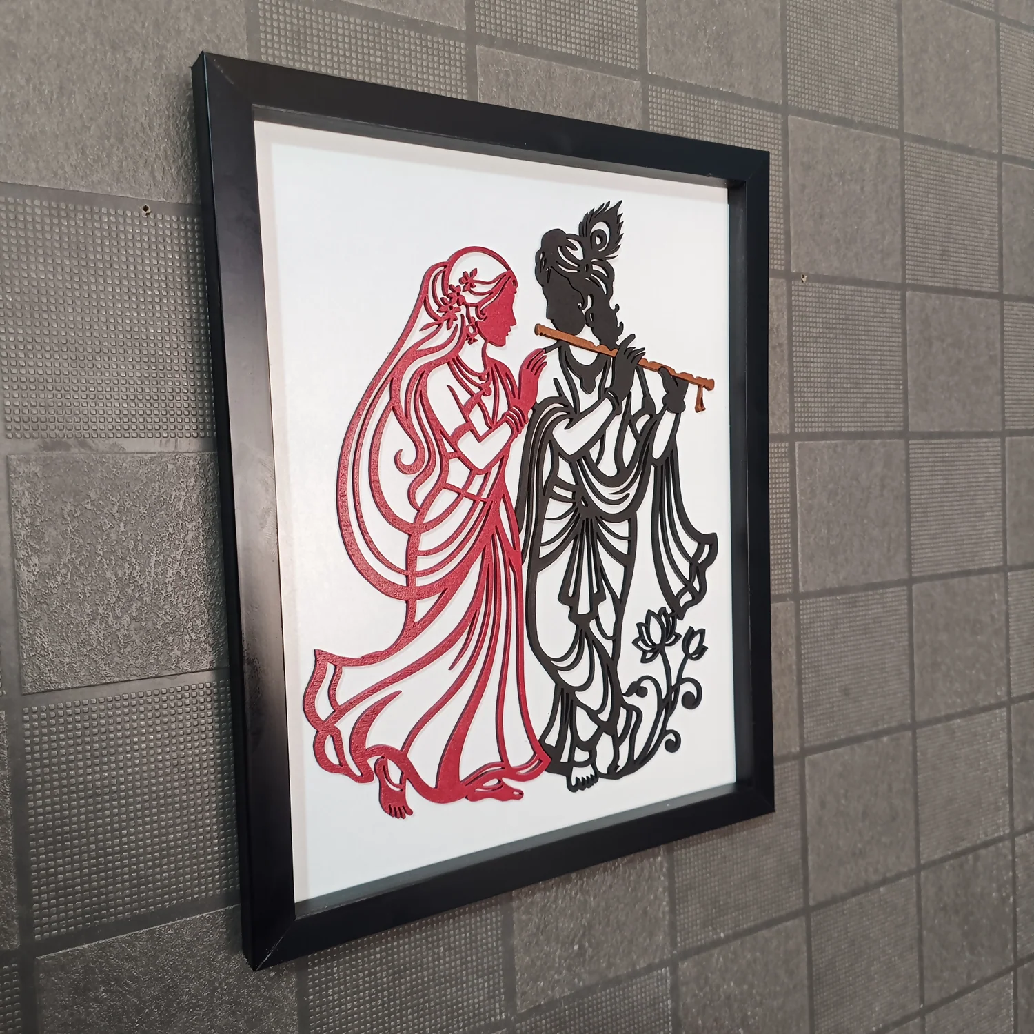 Premium Radha Krishna Wall Art Frame | 3D Wooden Handcrafted Religious Wall Decor - Image 6