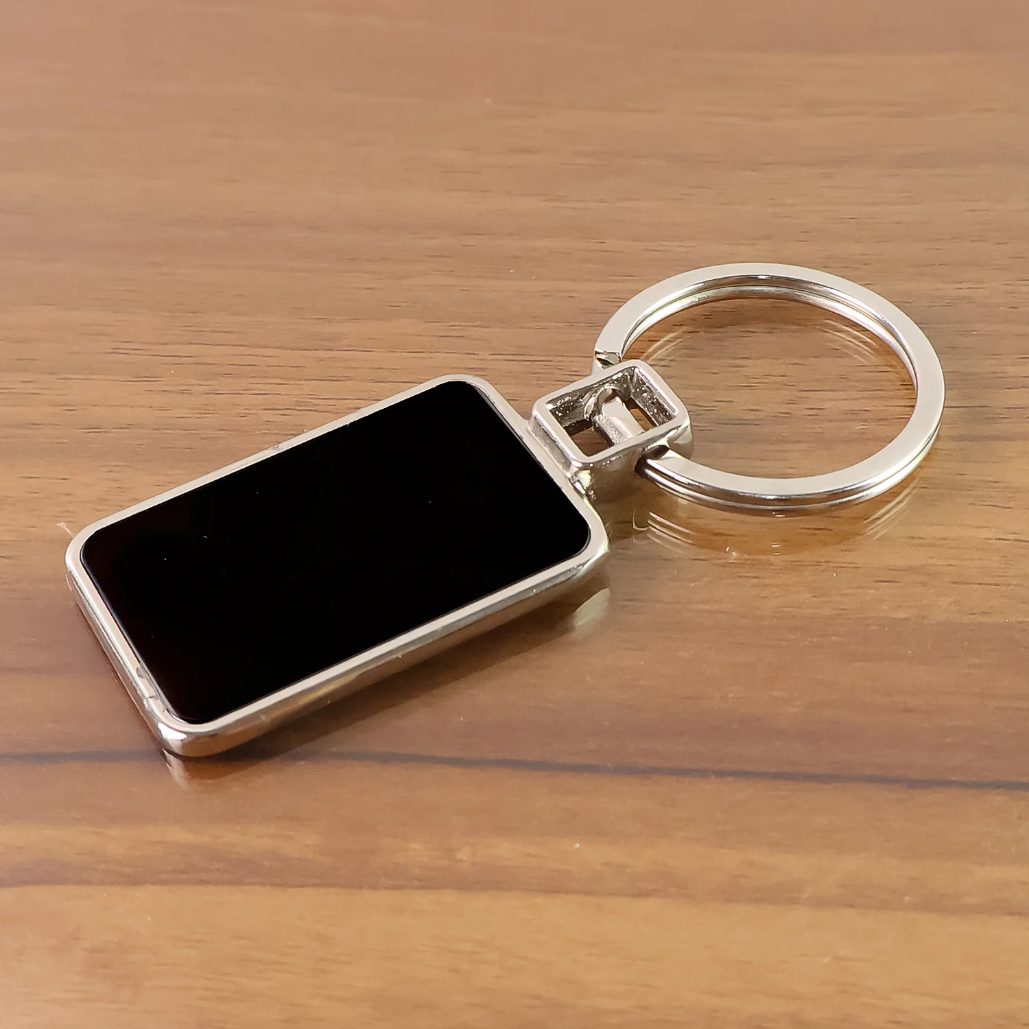 Premium Rectangular Black & Silver Metal Keychain (1 Pc) - Image 3