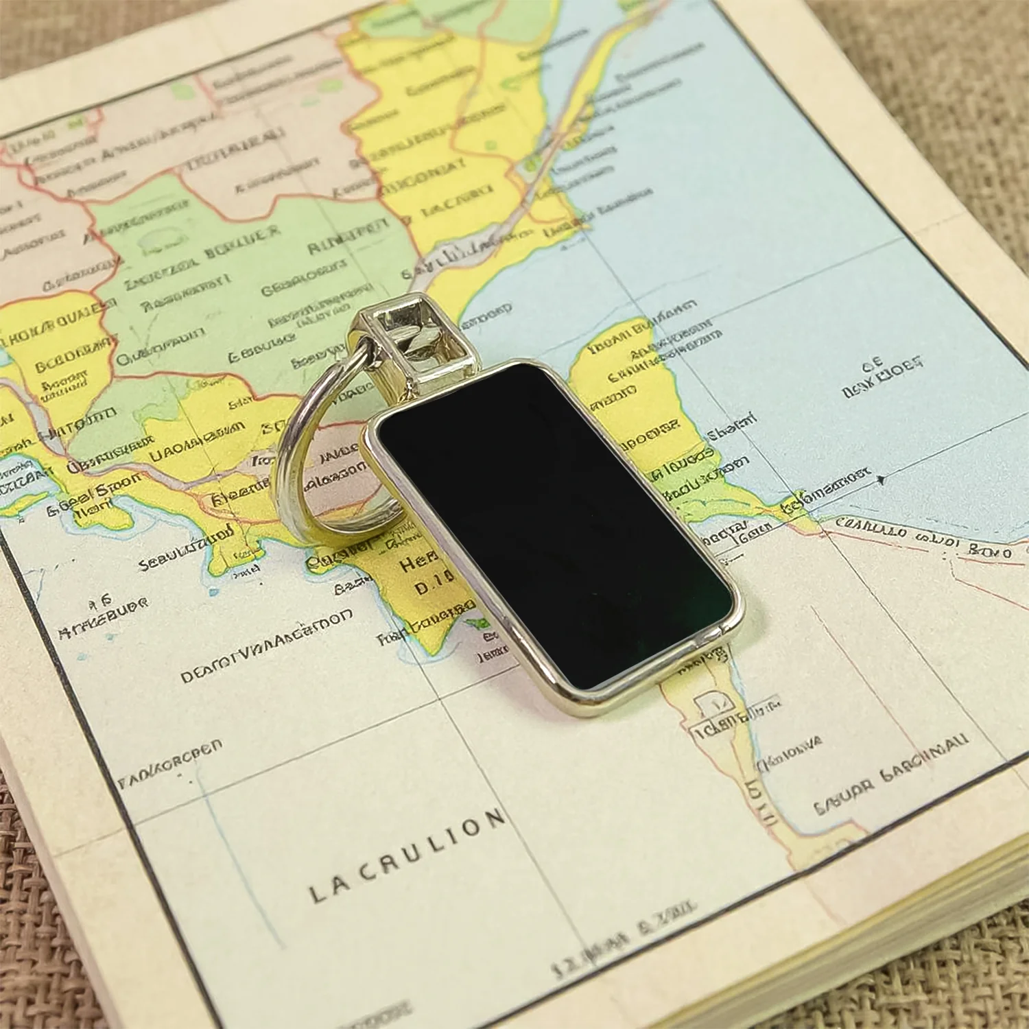 Premium Rectangular Black & Silver Metal Keychain (1 Pc) - Image 6