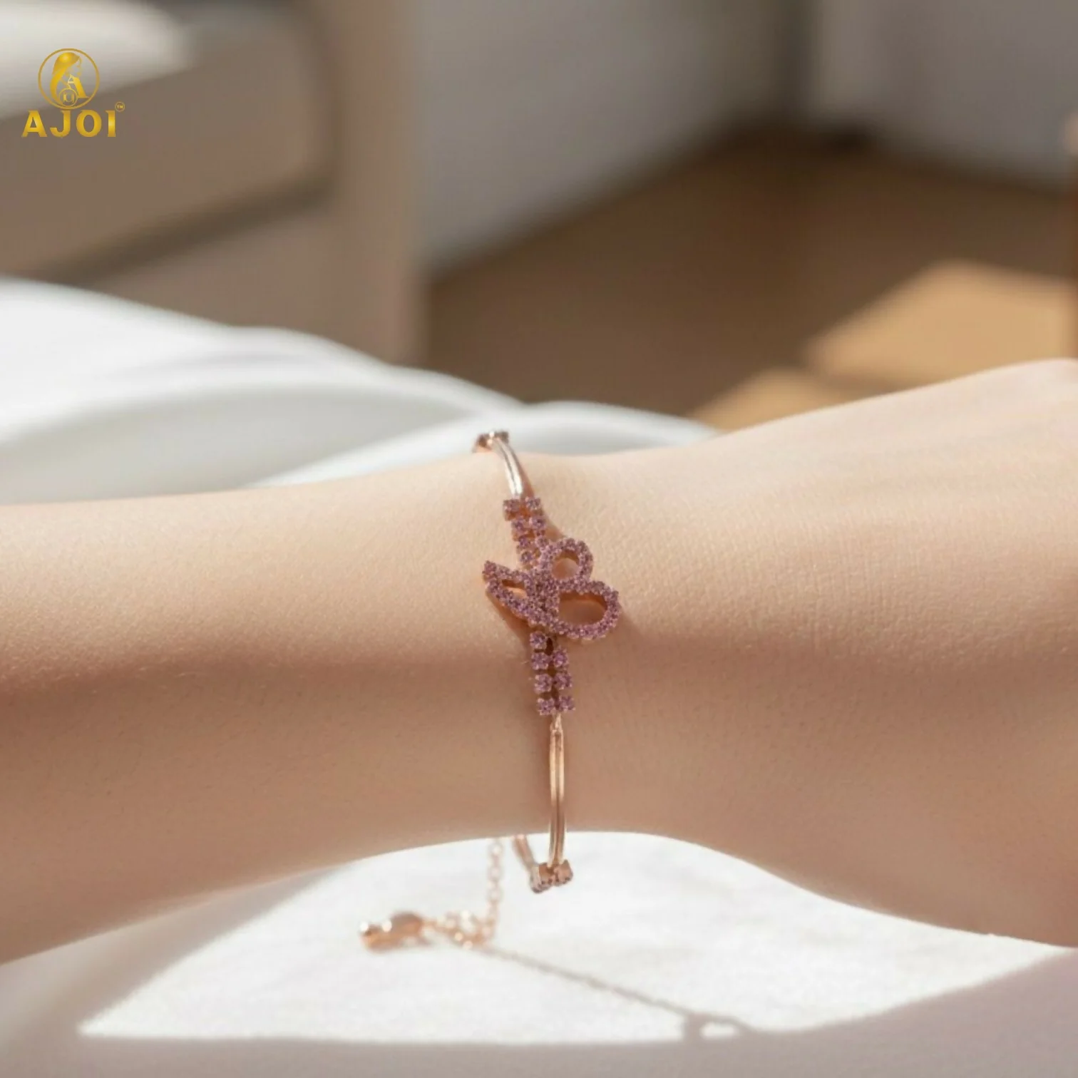 Premium Rose Gold Plated Heart & Infinity Crystal Bracelet for Women - Image 2