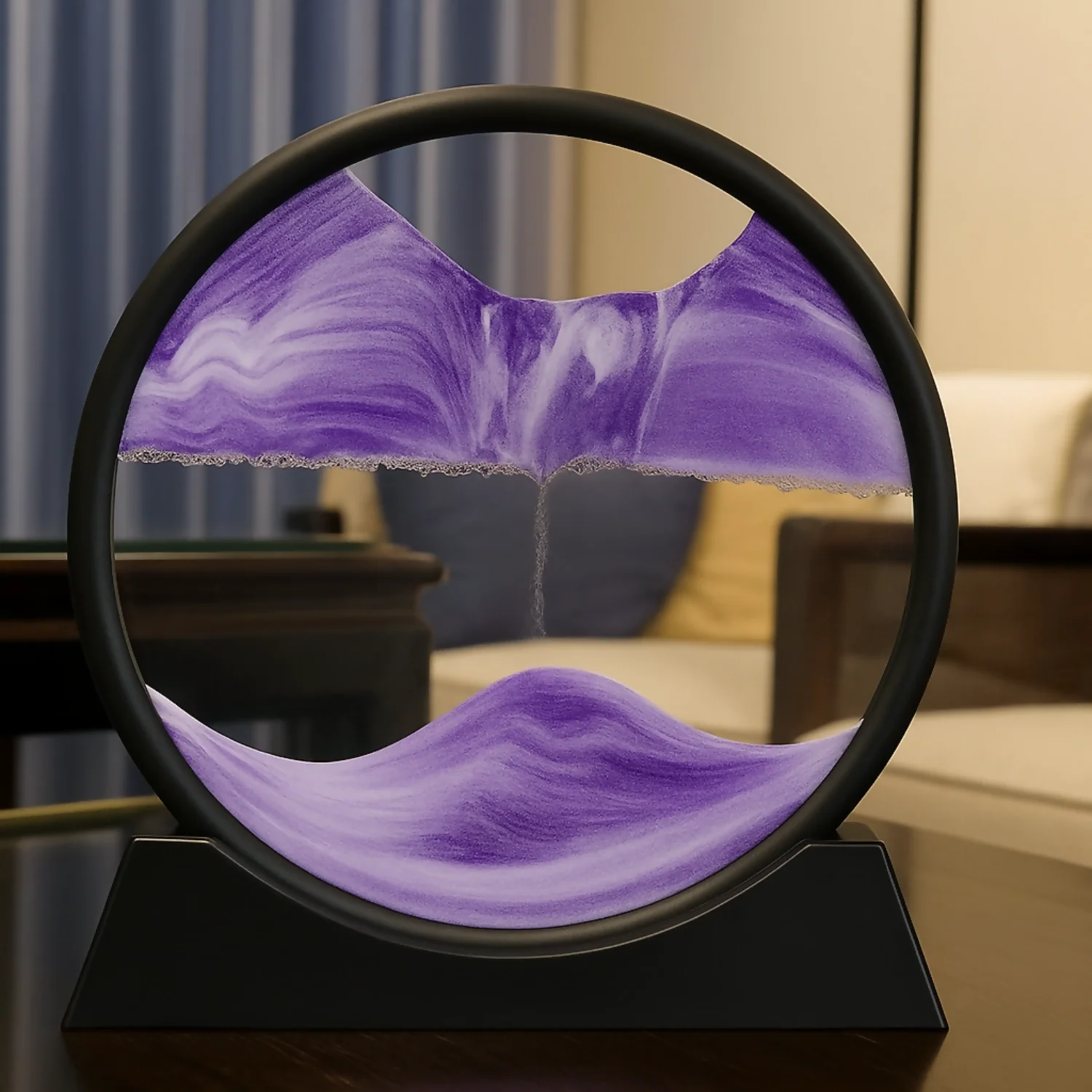 Premium Rotating Circular Sandscape Art Lamp for Home & Office Décor | Mesmerizing Flowing Sand Display with Elegant Black Frame | Relaxation Desktop Showpiece for Living Room, Bedroom & Work Desk | Calming Stress-Relief Motion Art Gift - Image 2