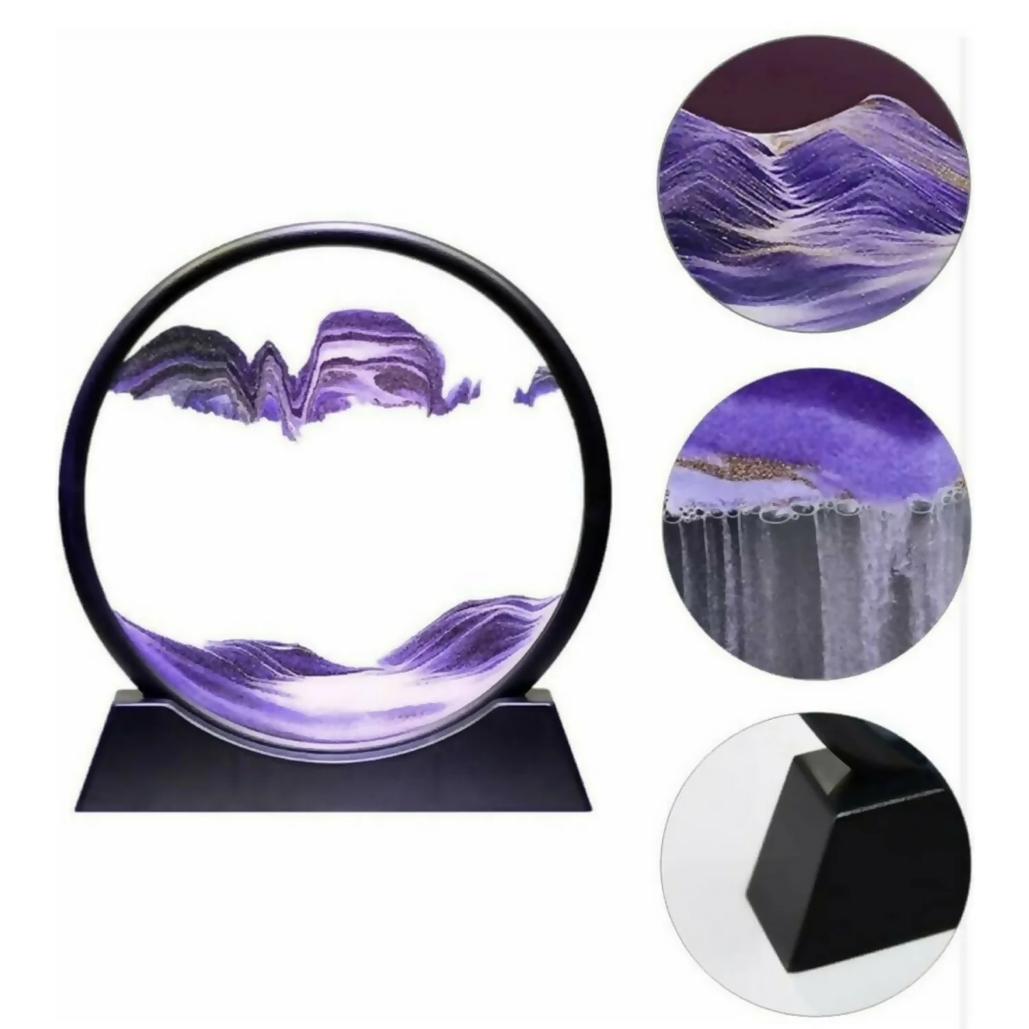 Premium Rotating Circular Sandscape Art Lamp for Home & Office Décor | Mesmerizing Flowing Sand Display with Elegant Black Frame | Relaxation Desktop Showpiece for Living Room, Bedroom & Work Desk | Calming Stress-Relief Motion Art Gift - Image 4